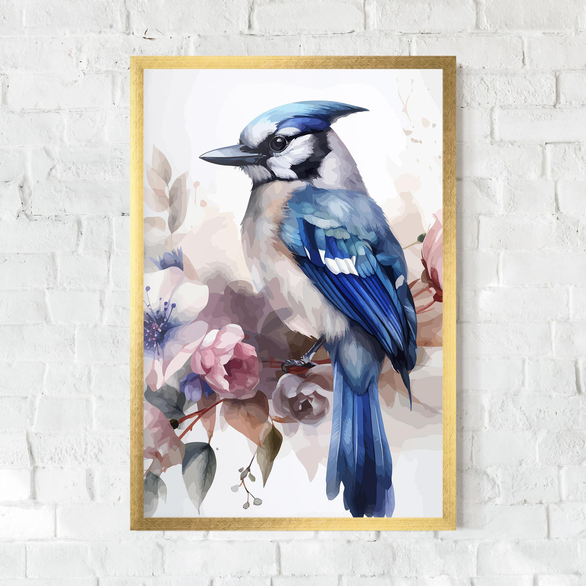 Plakat w Ramie Bird Pretty Blue mockup 0