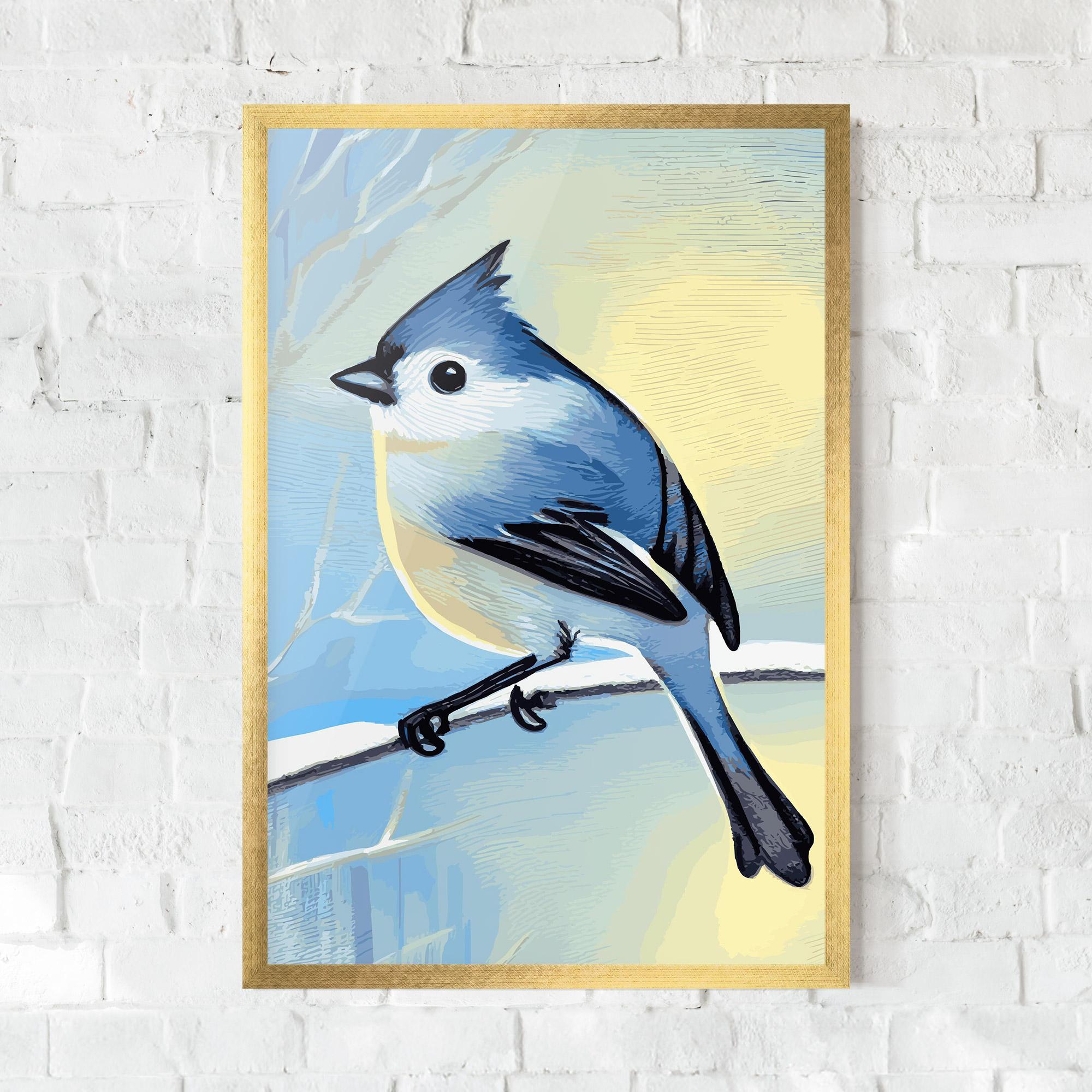 Plakat w Ramie Bird Winter Painting mockup 0