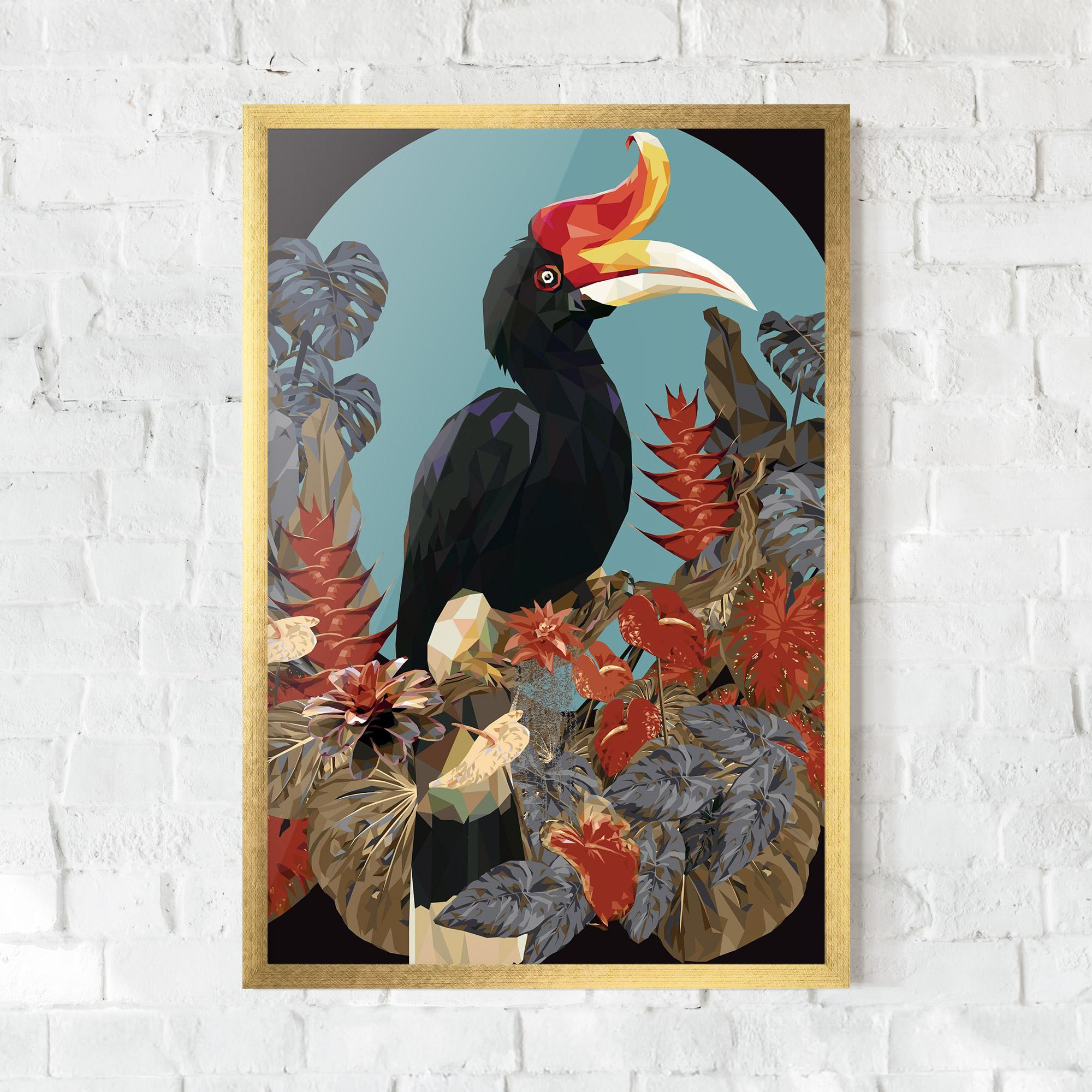 Plakat w Ramie Black Interesting Bird mockup 0