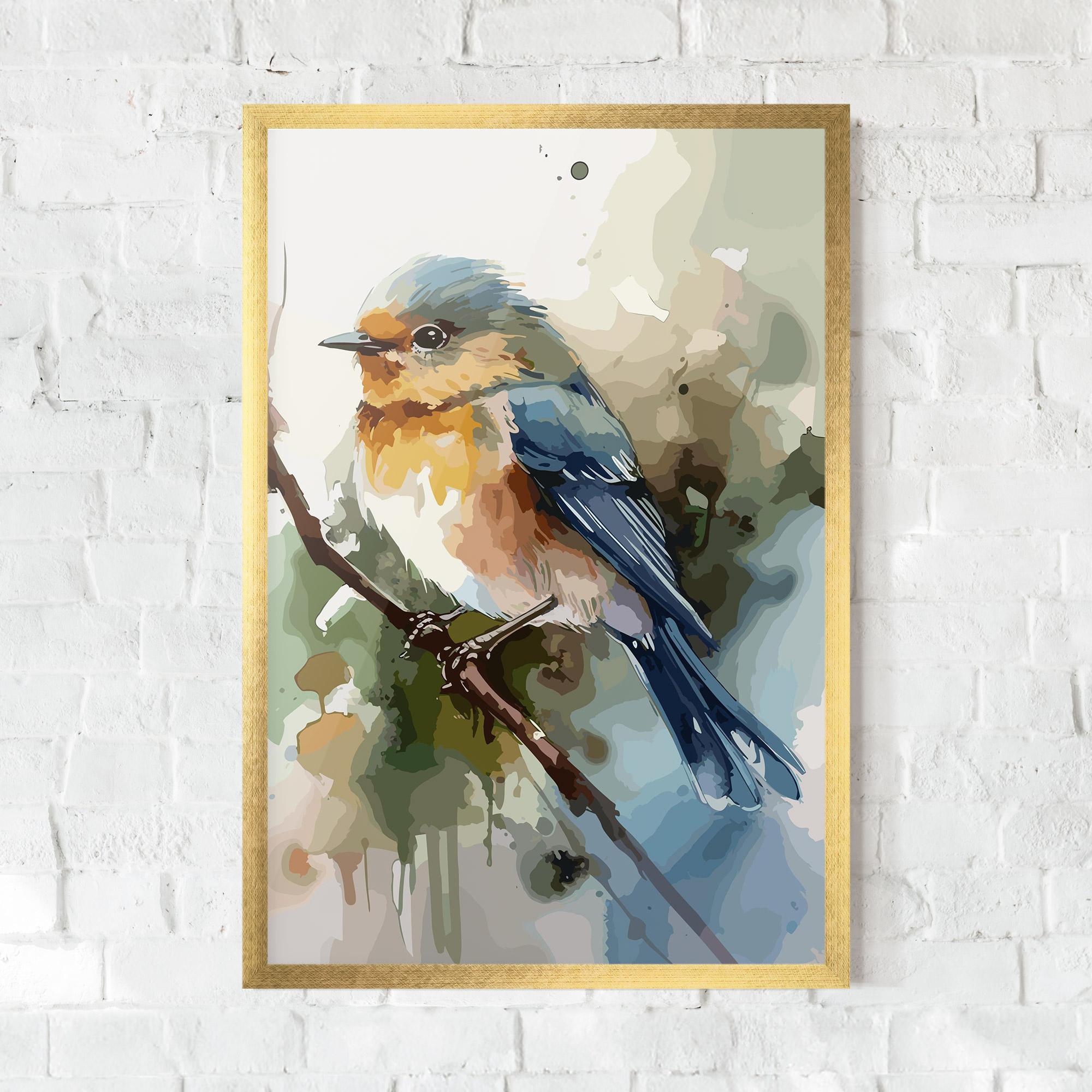 Plakat w Ramie Blue Pretty Bird mockup 0
