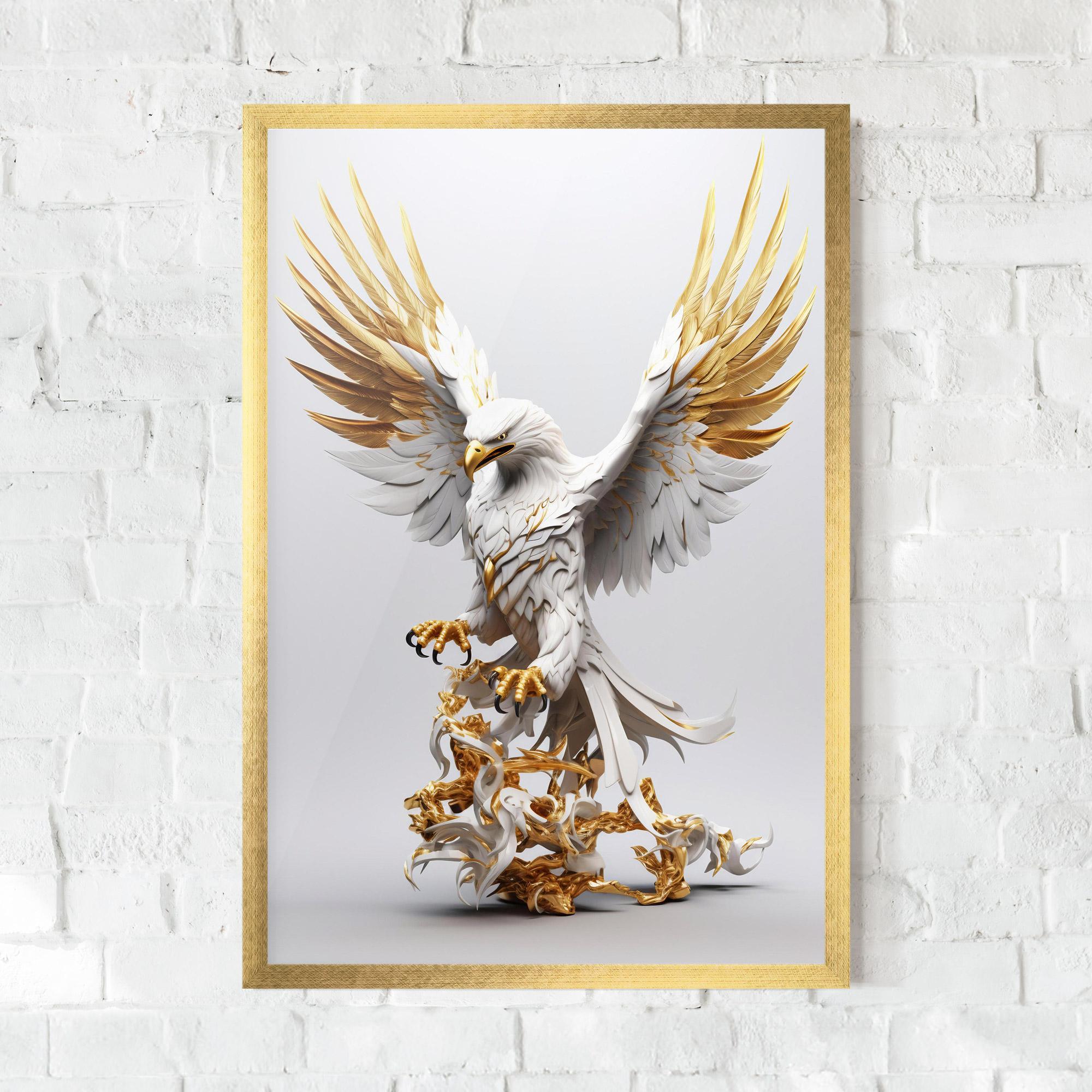 Plakat w Ramie Gold 3d Eagle mockup 0