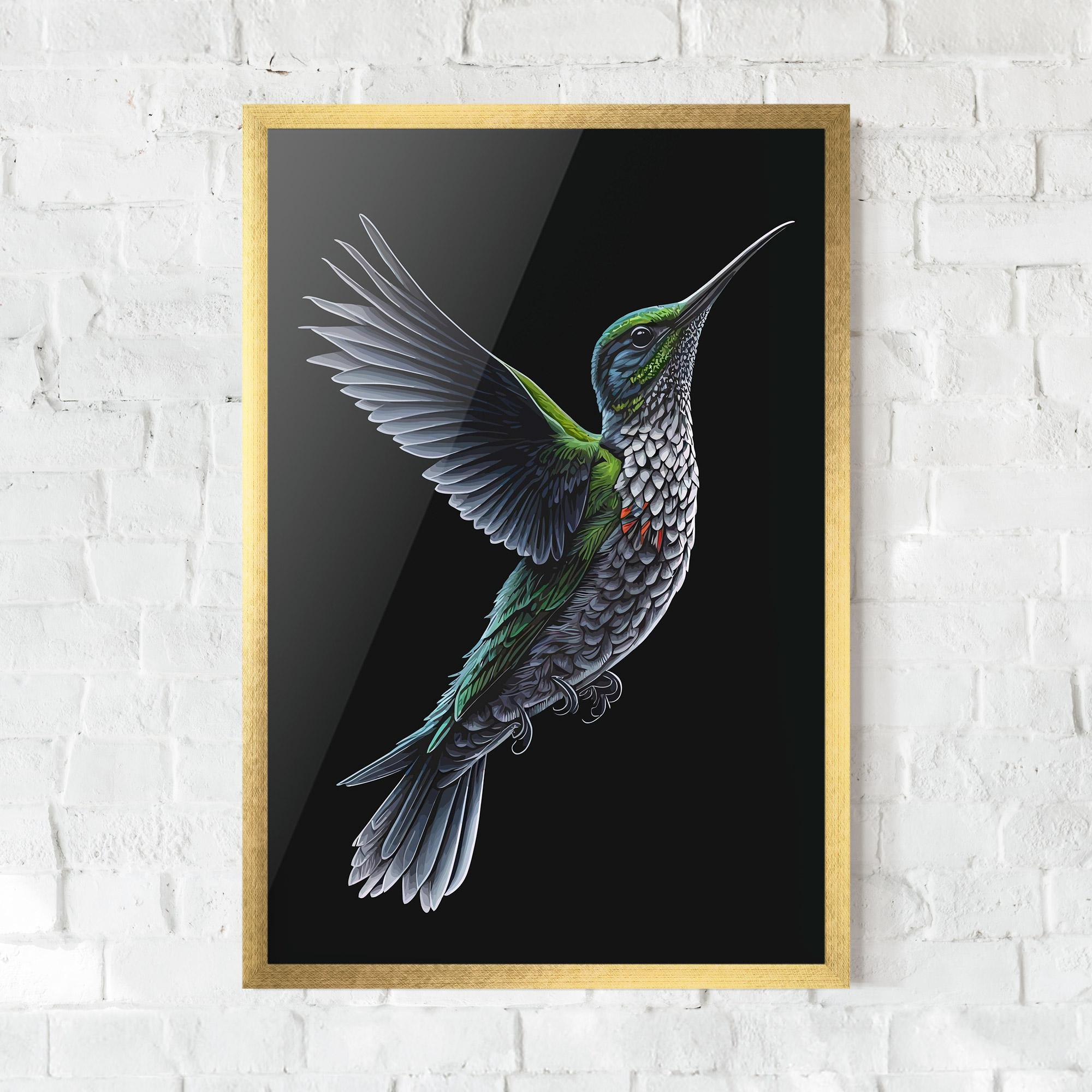 Plakat w Ramie Green Hummingbird mockup 0