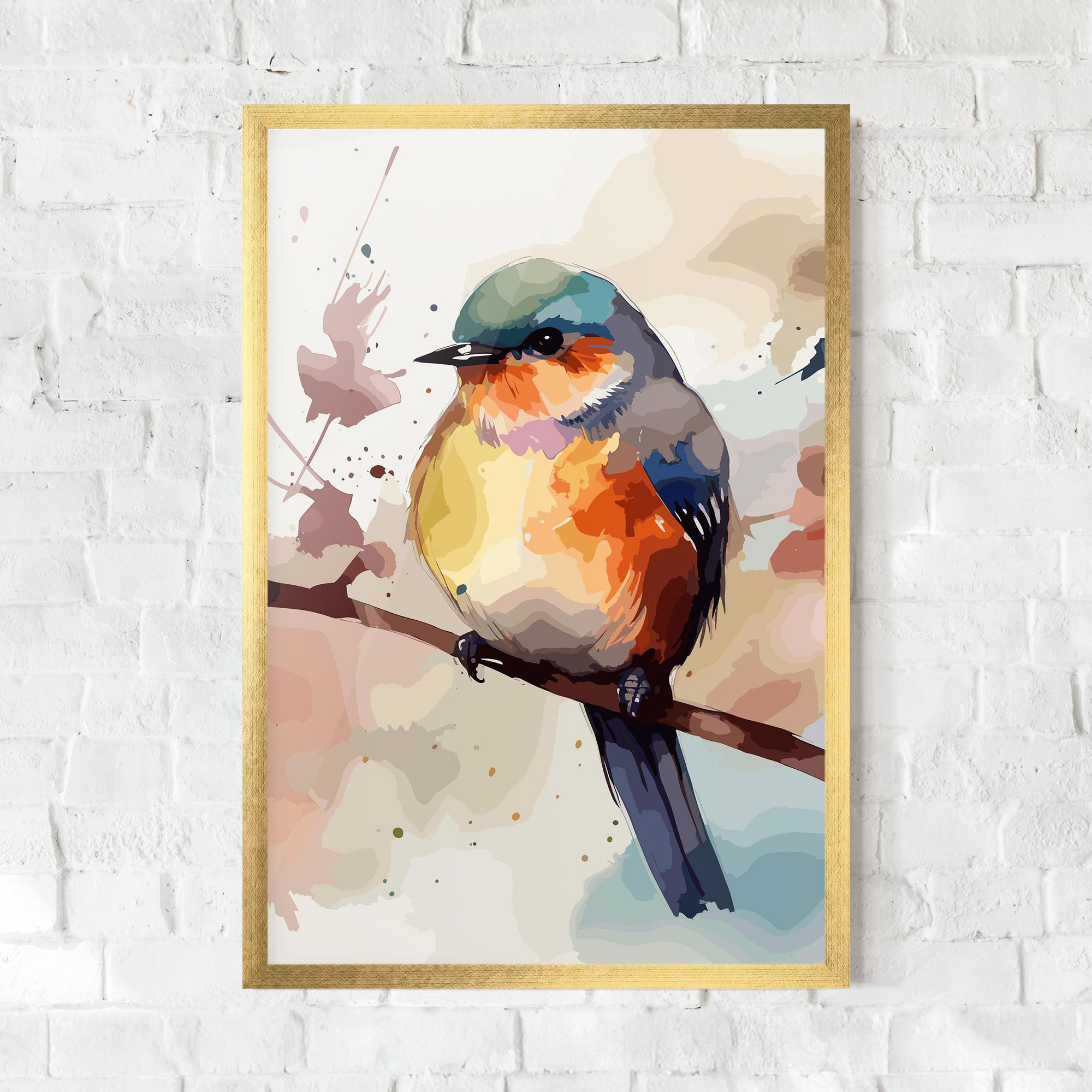 Plakat w Ramie Orange Purple Bird mockup 0
