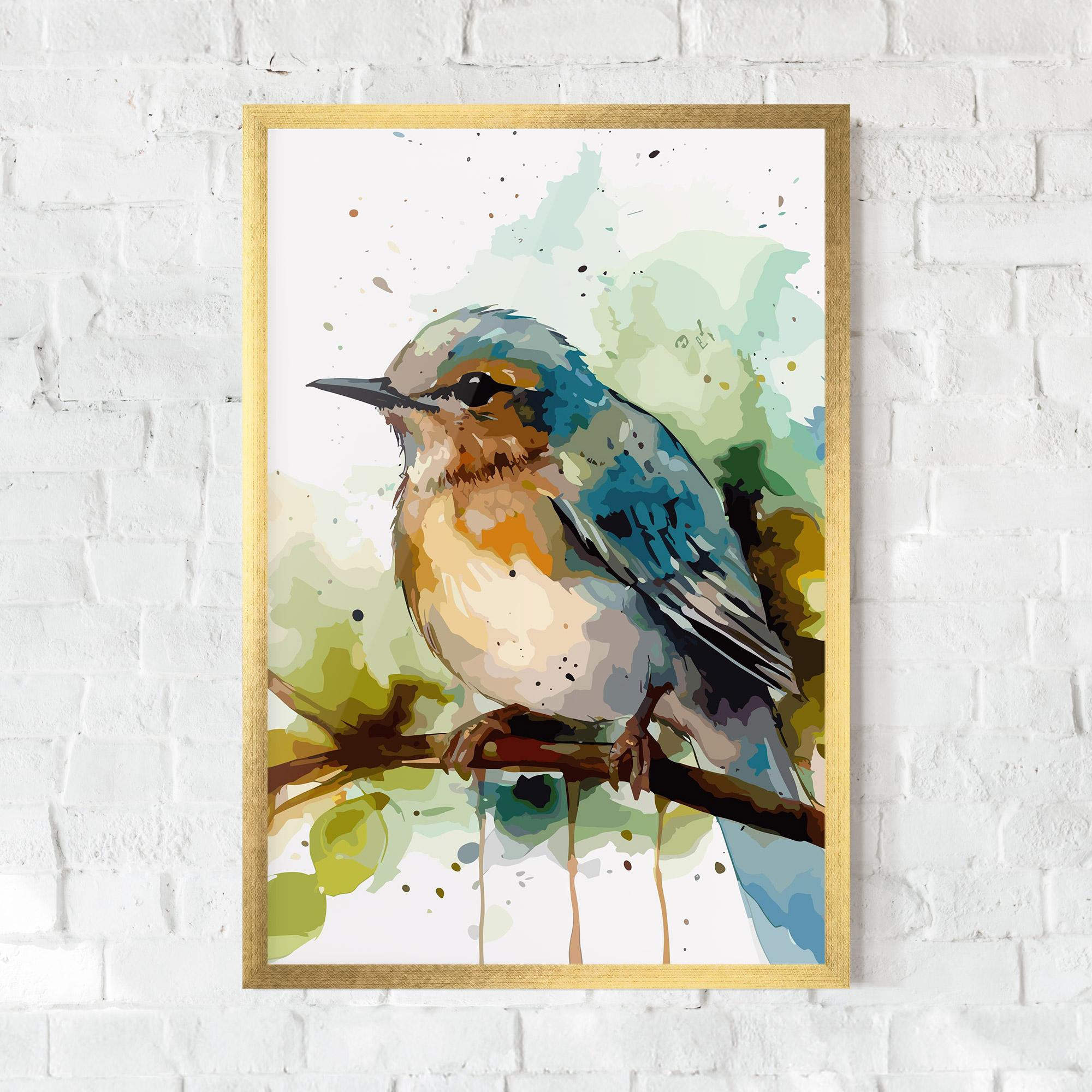 Plakat w Ramie Pretty Blue Bird mockup 0