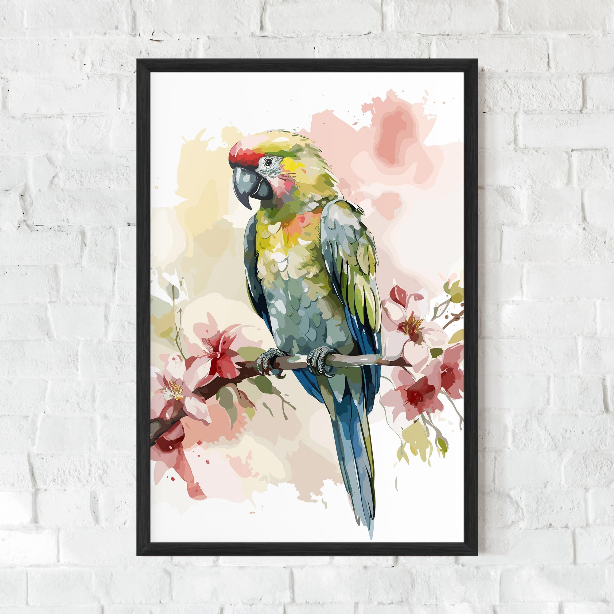 Plakat w Ramie Beautiful Parrot mockup 0