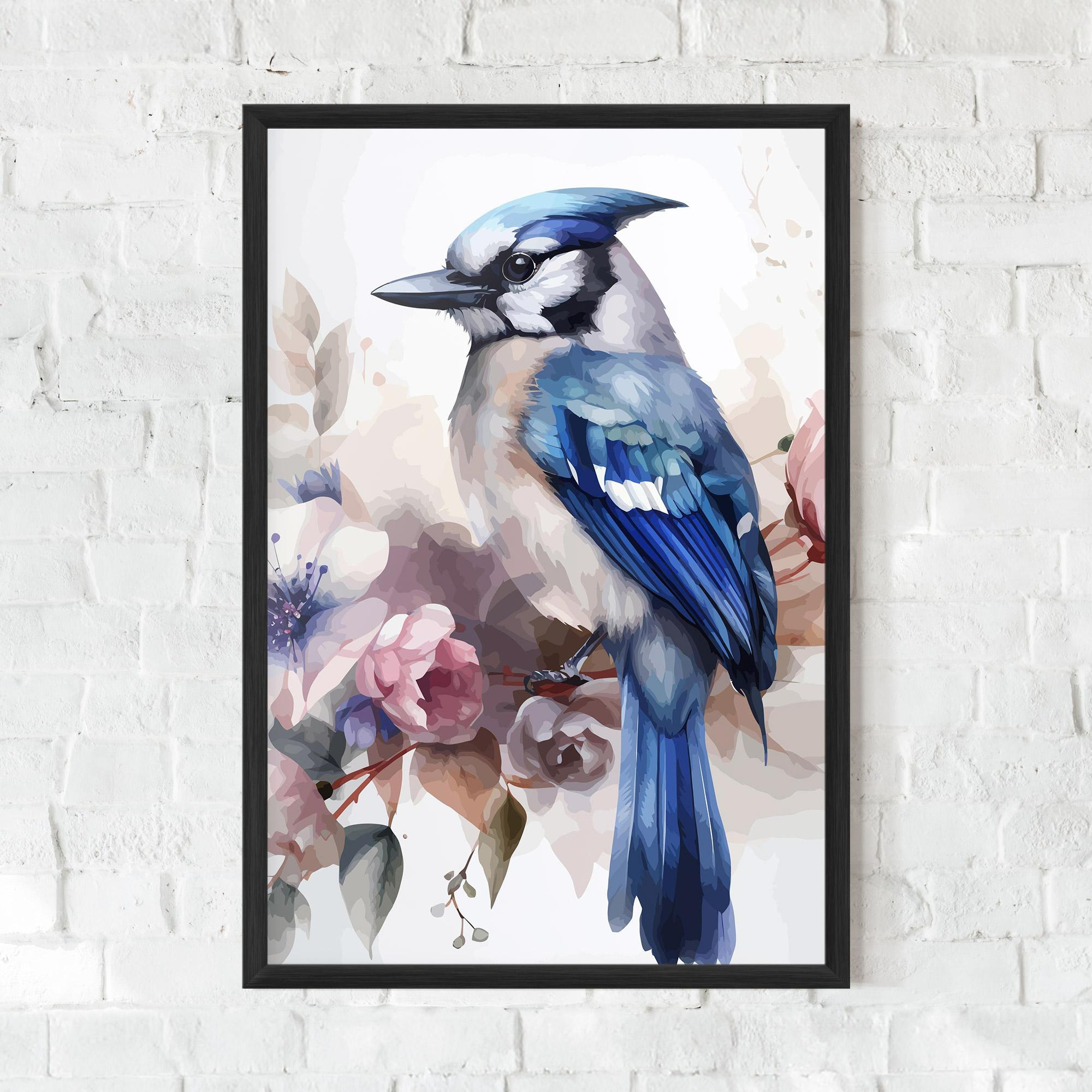 Plakat w Ramie Bird Pretty Blue mockup 0
