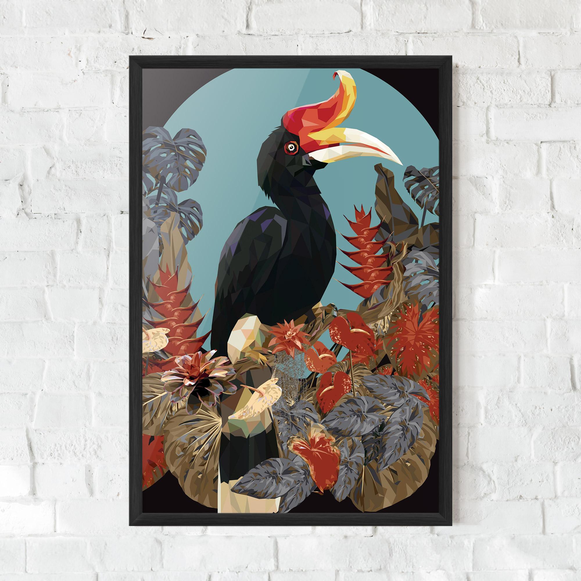 Plakat w Ramie Black Interesting Bird mockup 0