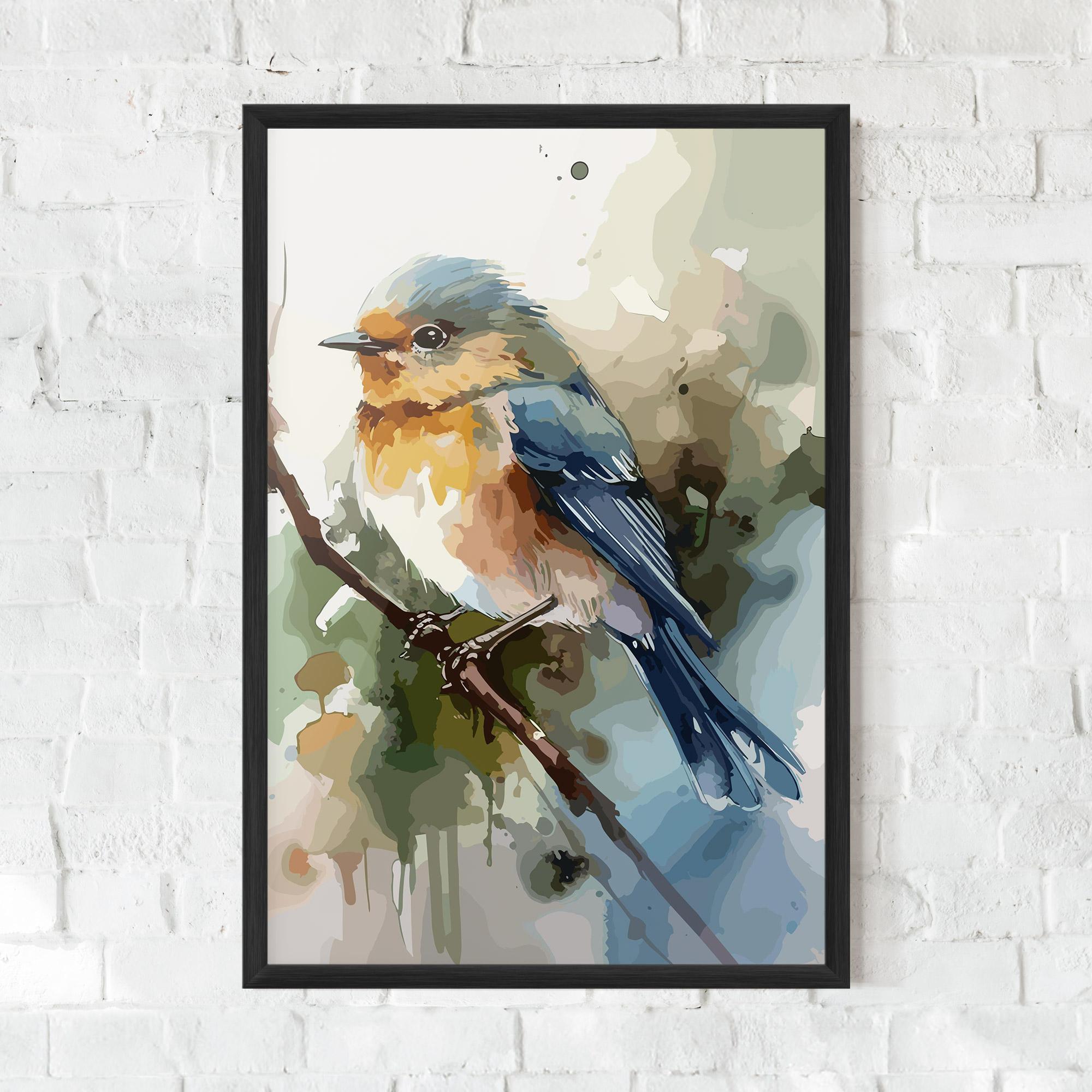 Plakat w Ramie Blue Pretty Bird mockup 0