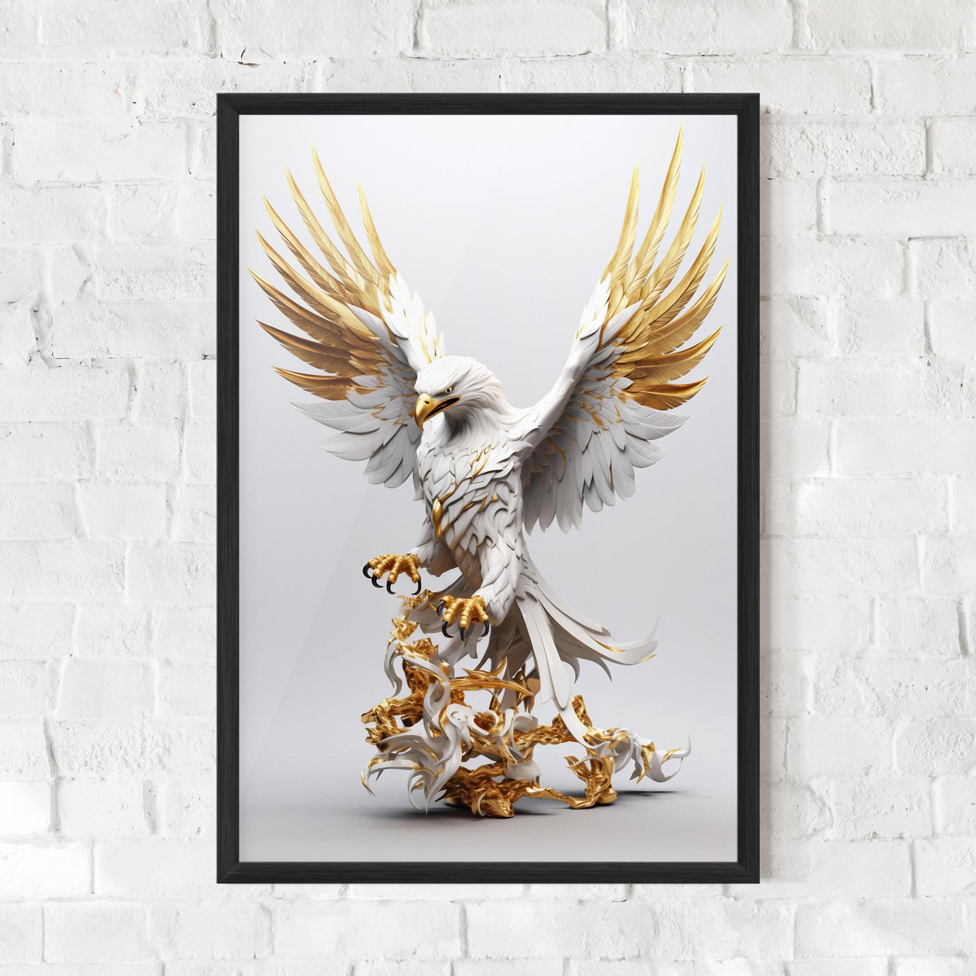 Plakat w Ramie Gold 3d Eagle mockup 0