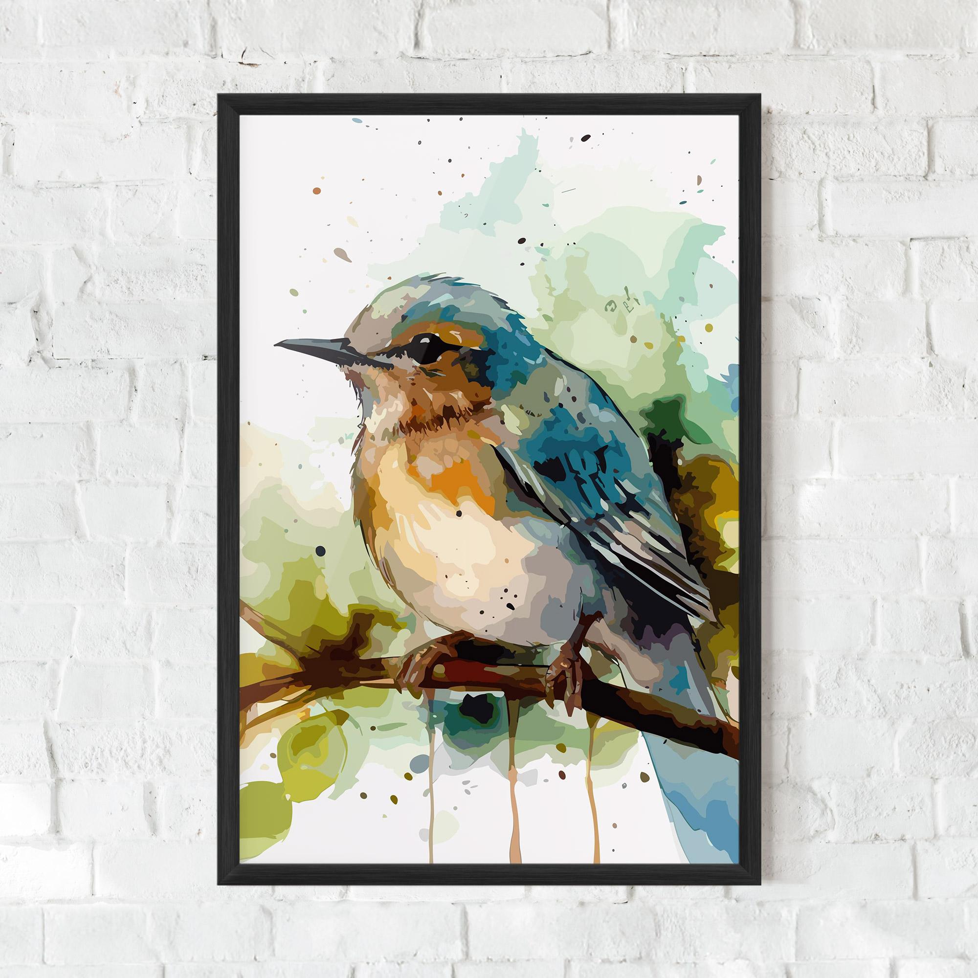 Plakat w Ramie Pretty Blue Bird mockup 0