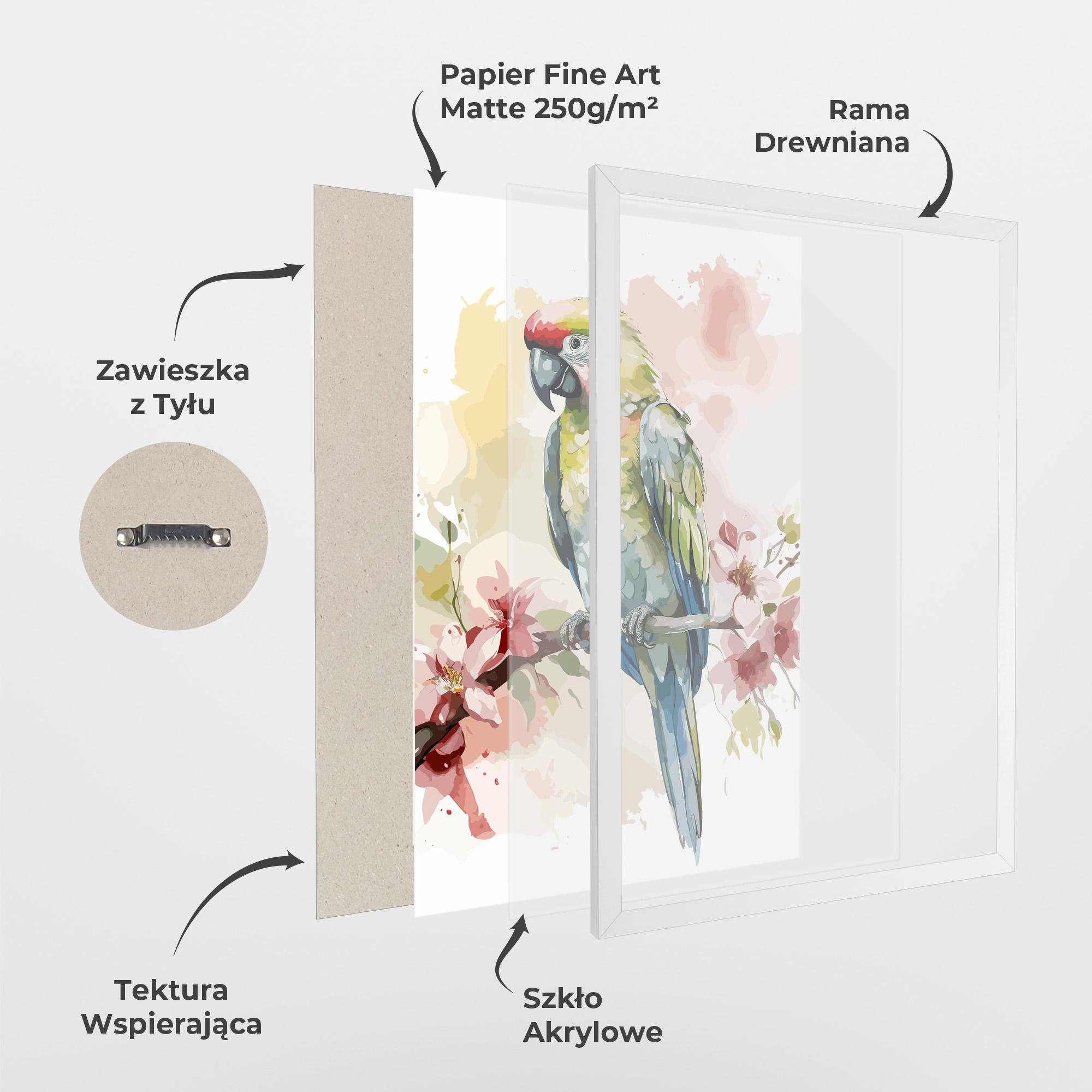 Plakat w Ramie Beautiful Parrot mockup 1