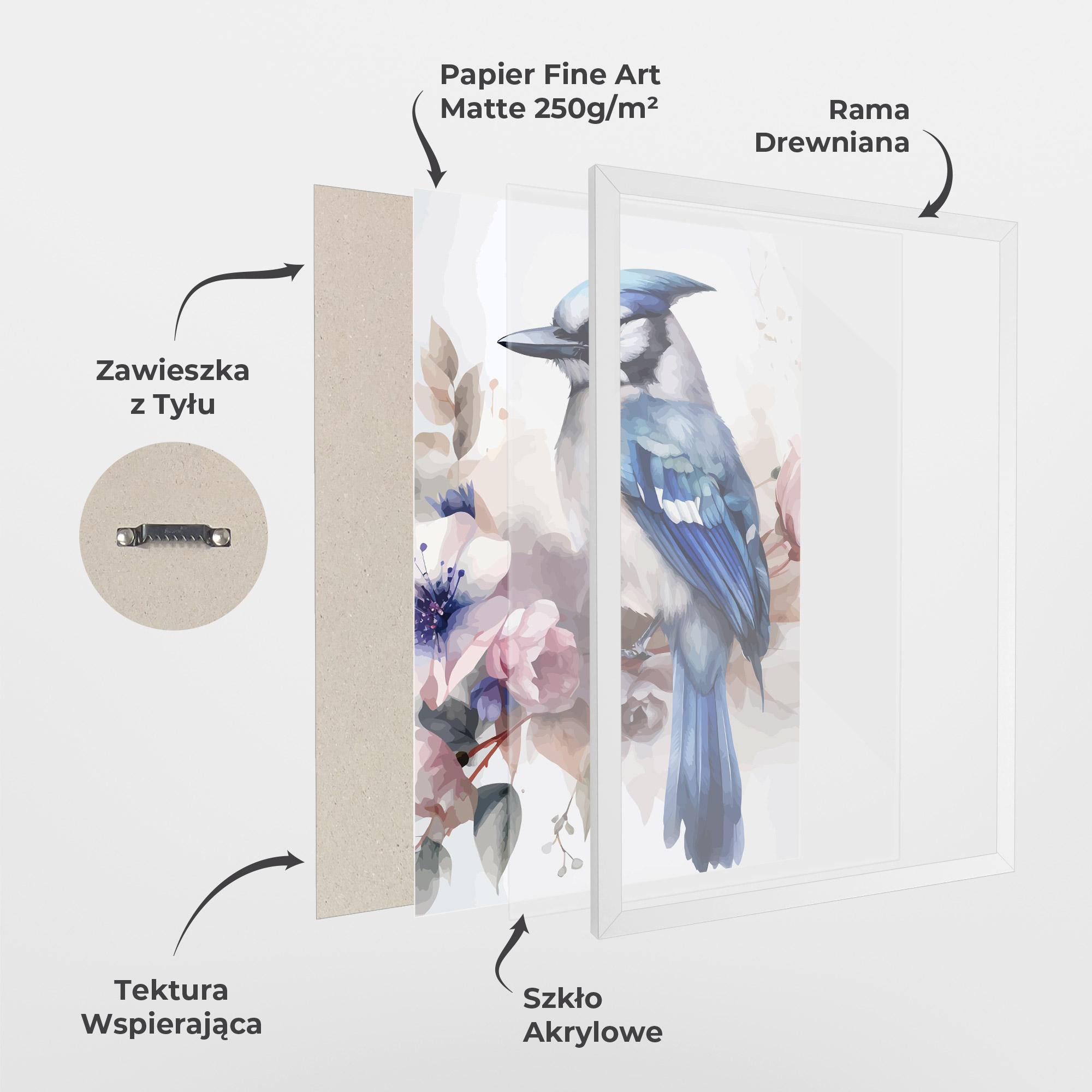 Plakat w Ramie Bird Pretty Blue mockup 1
