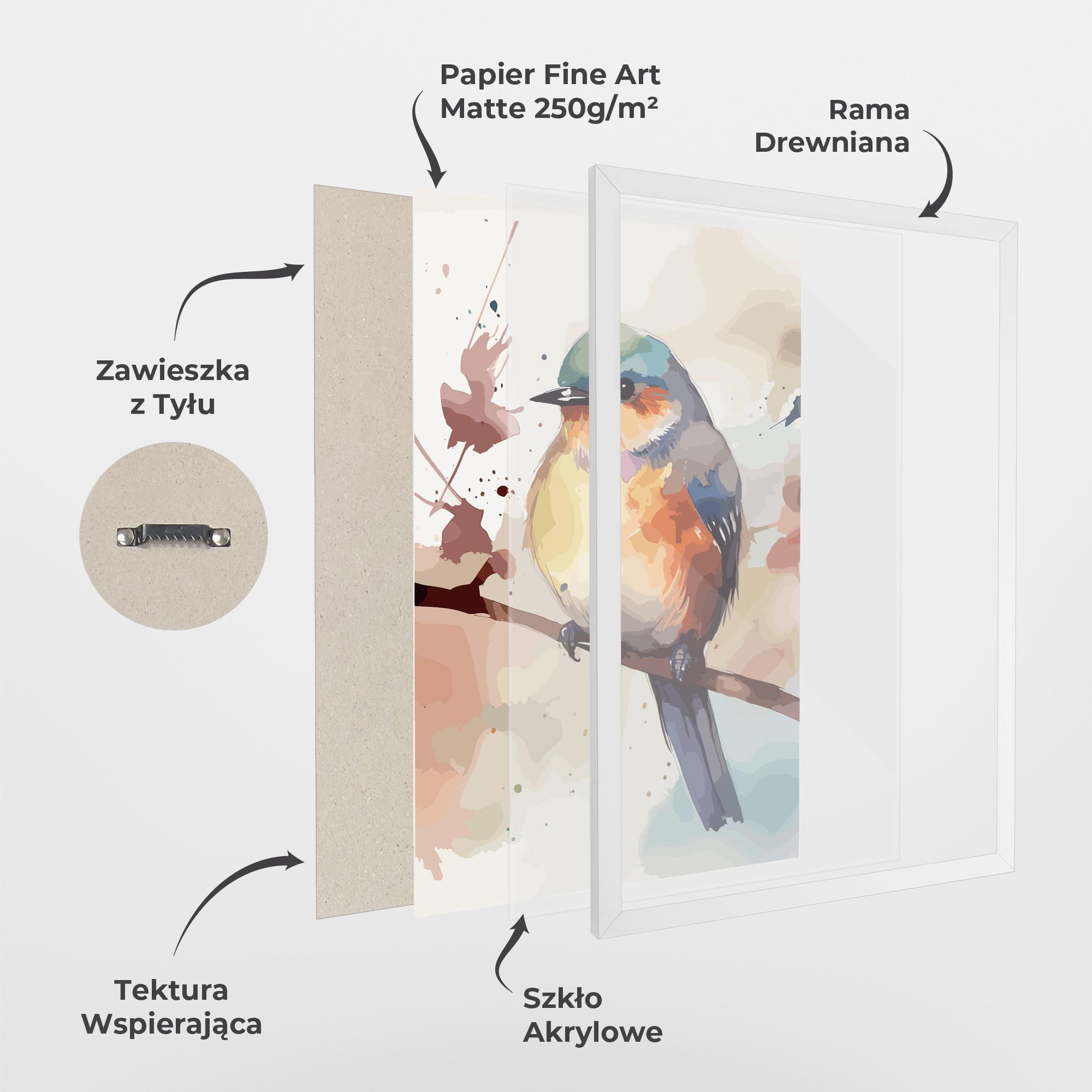 Plakat w Ramie Orange Purple Bird mockup 1