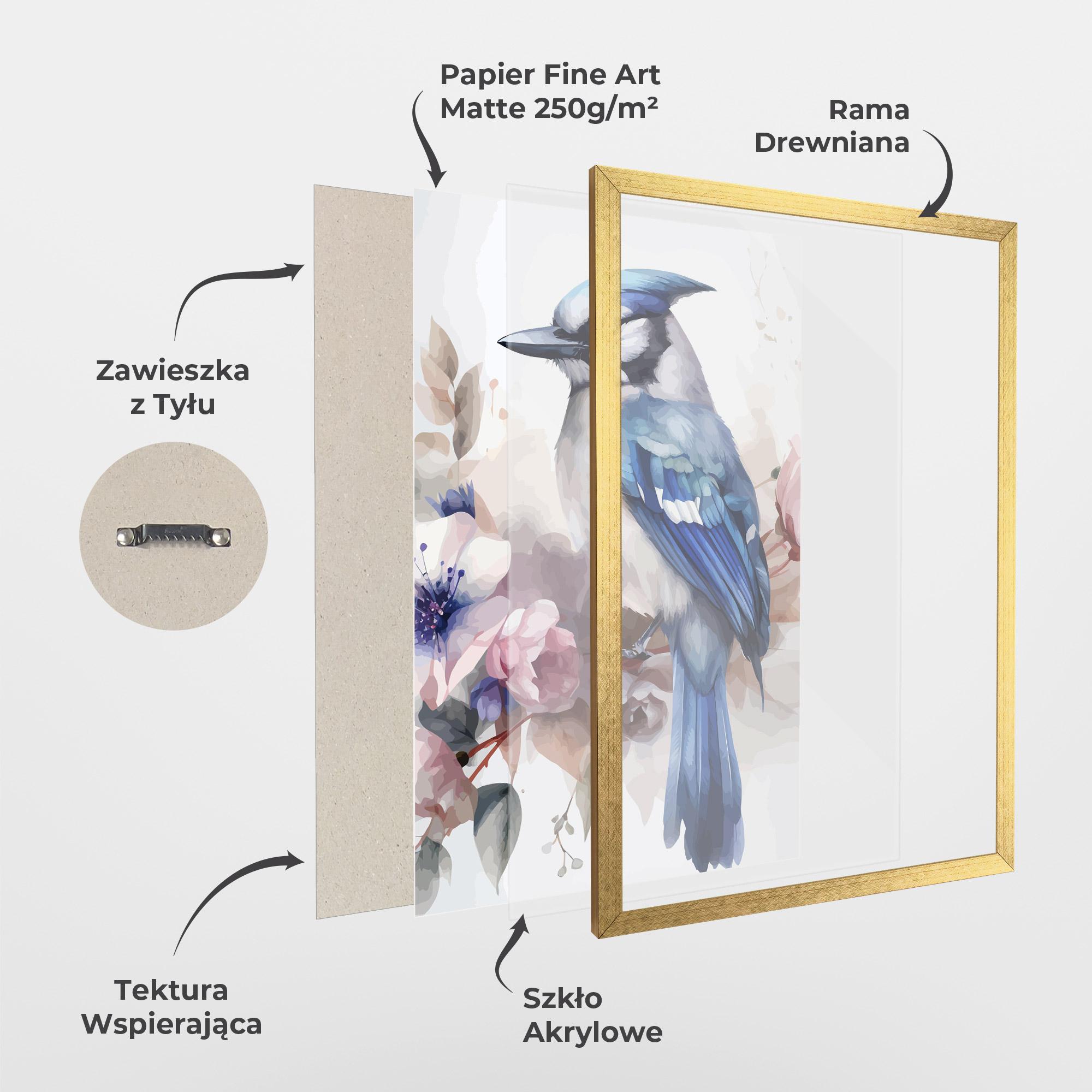 Plakat w Ramie Bird Pretty Blue mockup 1