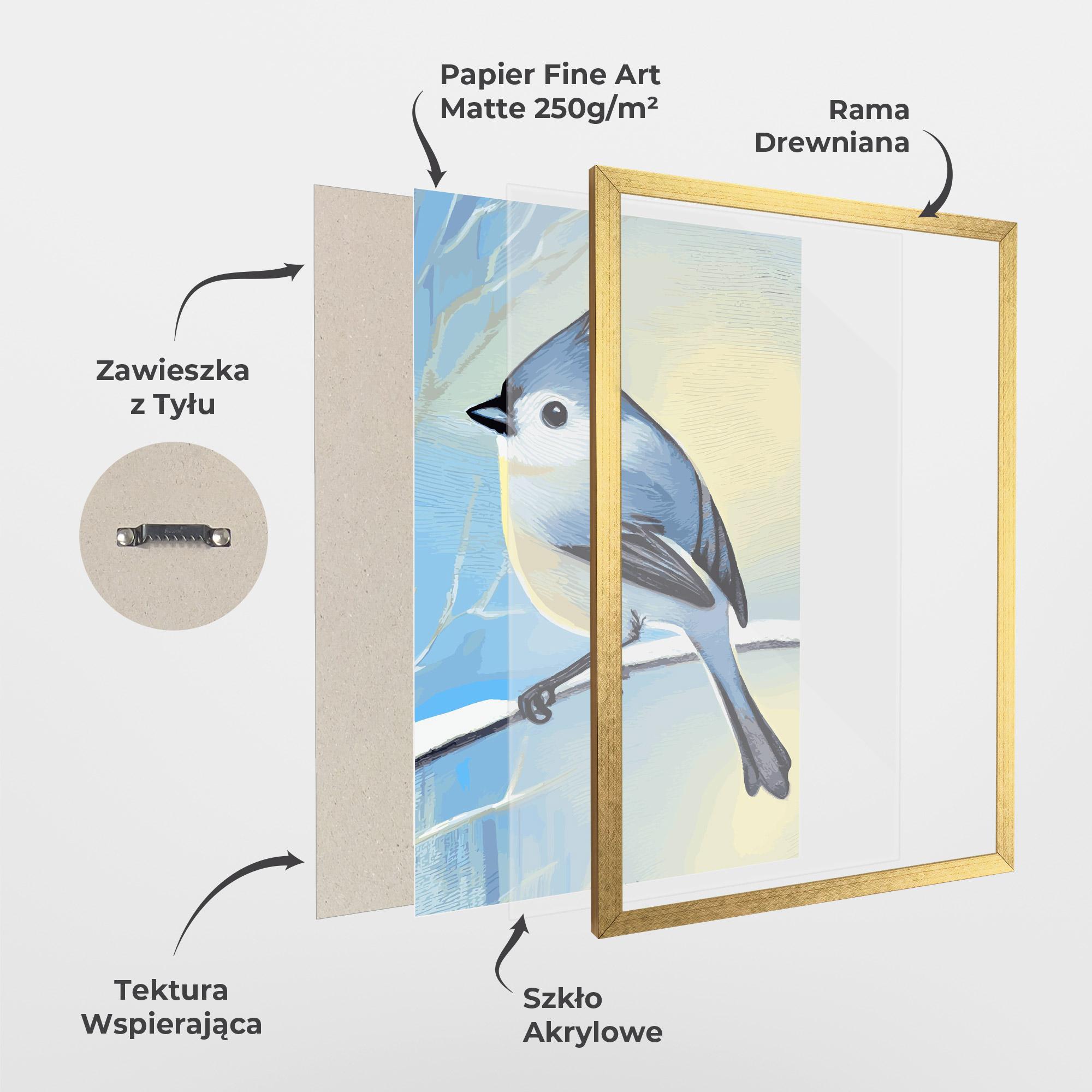 Plakat w Ramie Bird Winter Painting mockup 1