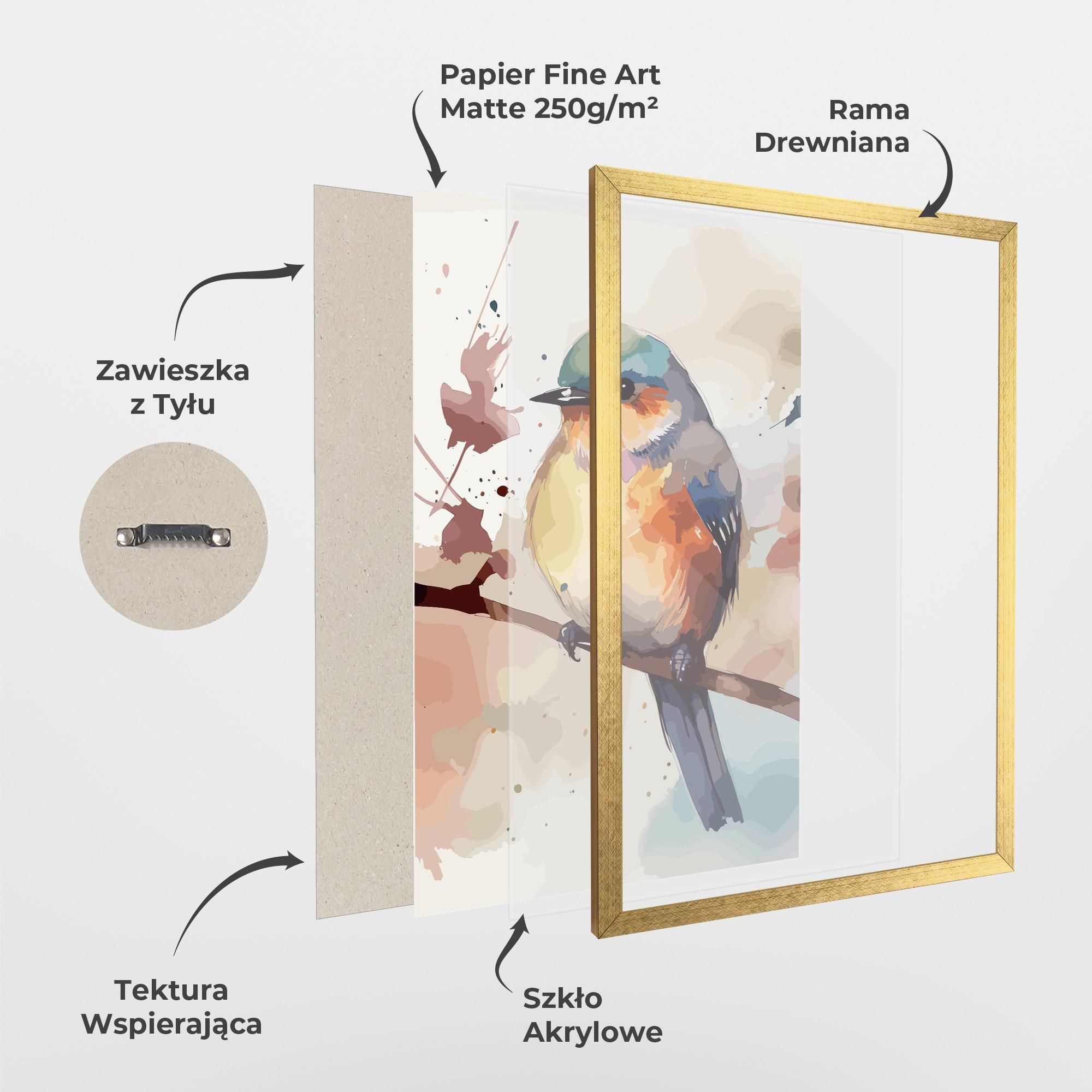 Plakat w Ramie Orange Purple Bird mockup 1