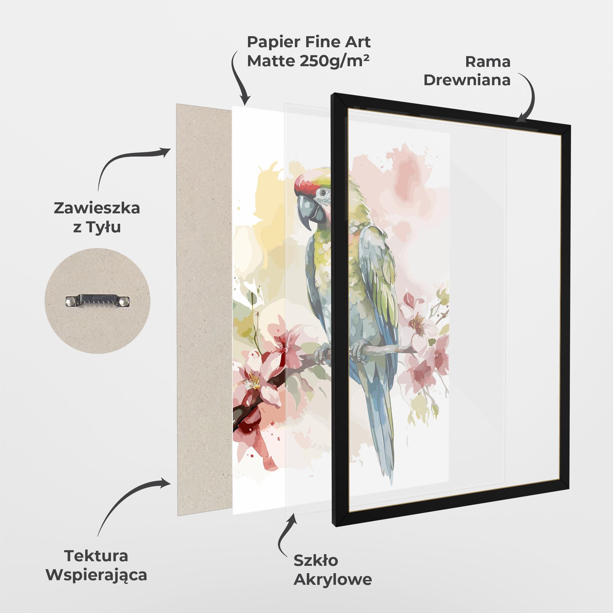 Plakat w Ramie Beautiful Parrot mockup 1