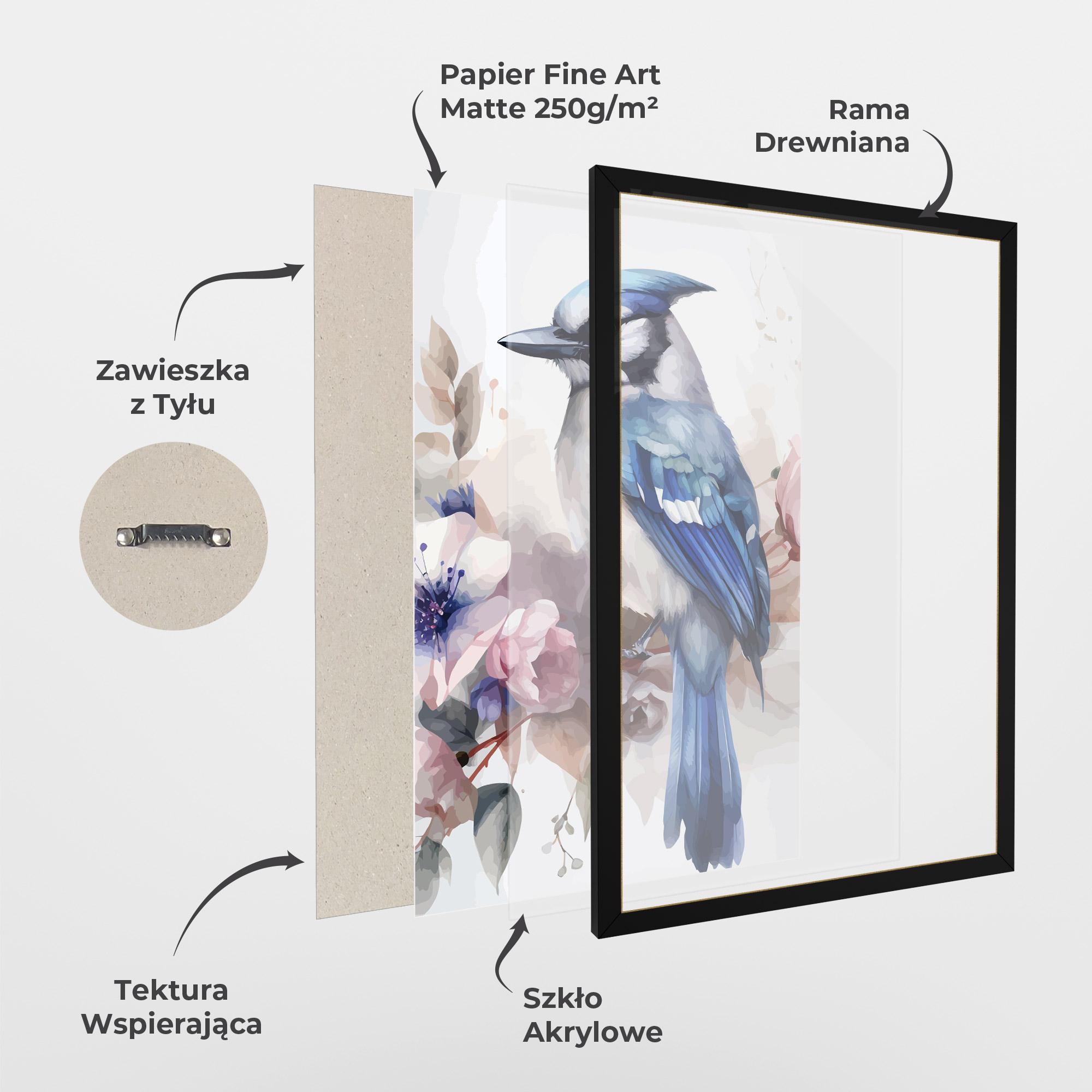 Plakat w Ramie Bird Pretty Blue mockup 1