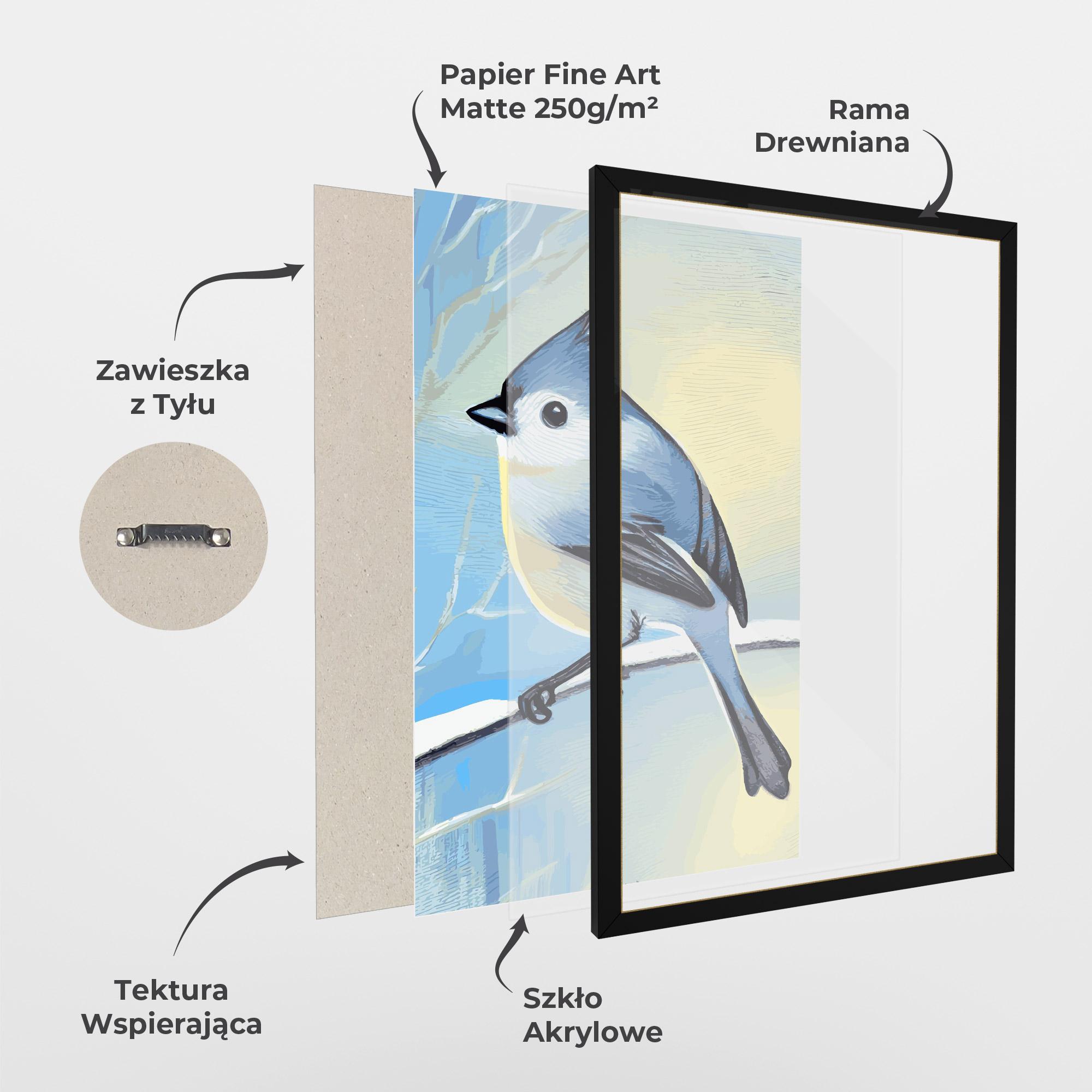 Plakat w Ramie Bird Winter Painting mockup 1