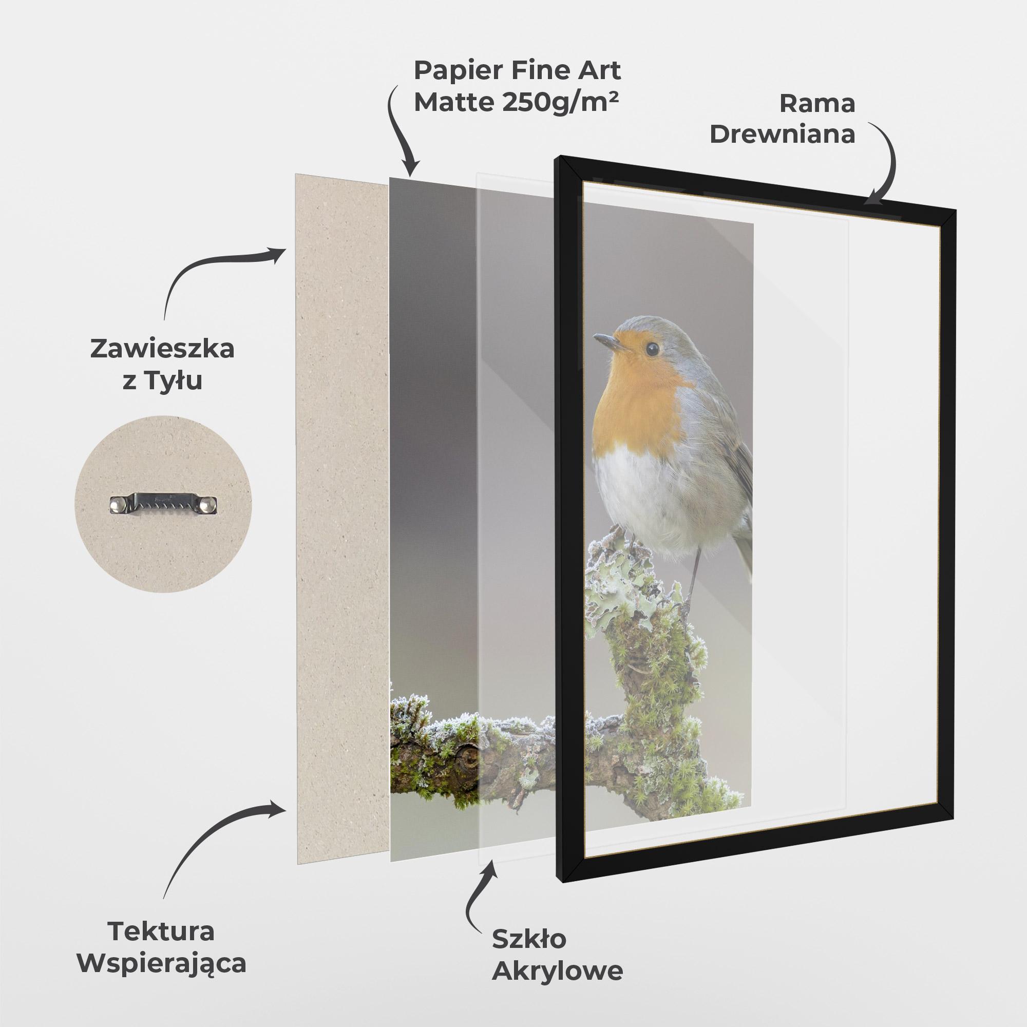 Plakat w Ramie Erithacus Bird mockup 1