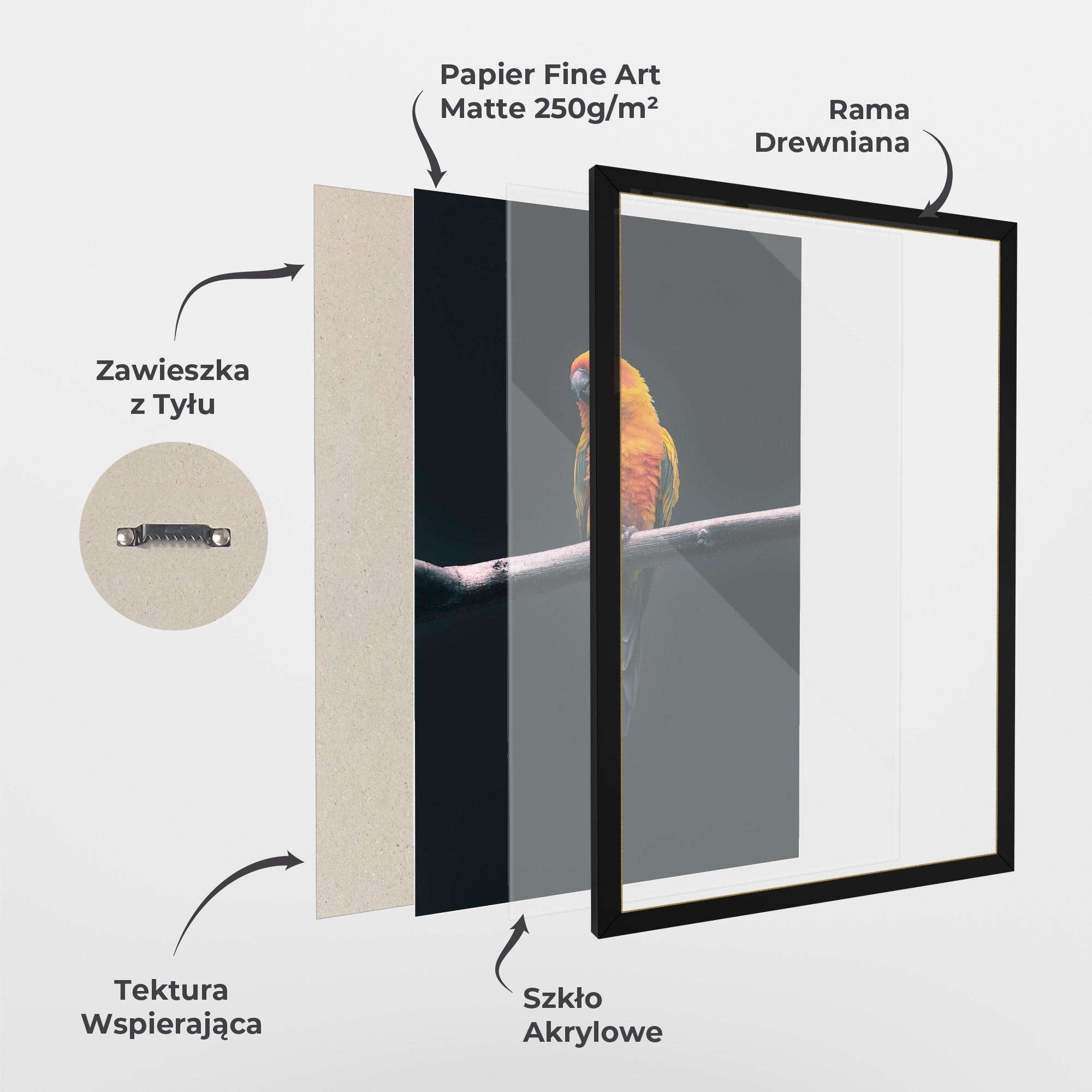 Plakat w Ramie Fire Parrot mockup 1