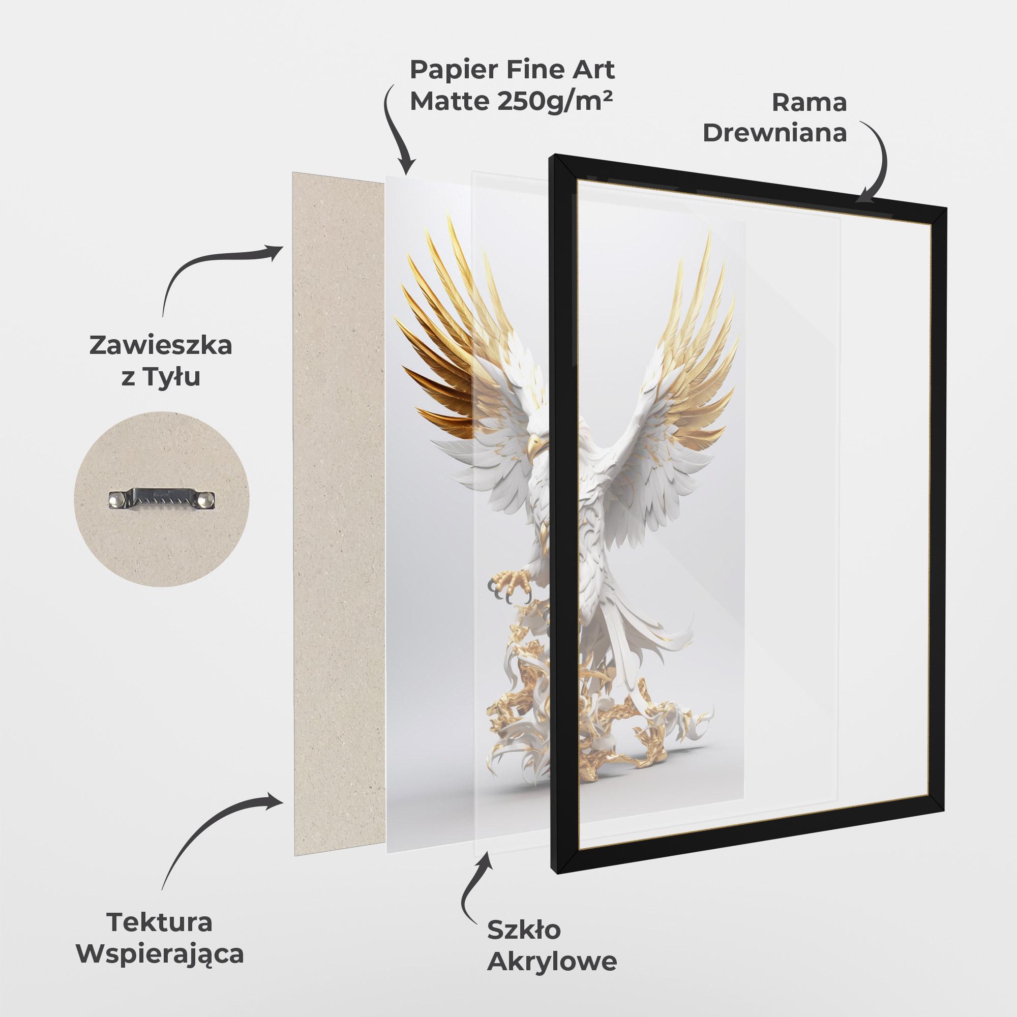 Plakat w Ramie Gold 3d Eagle mockup 1