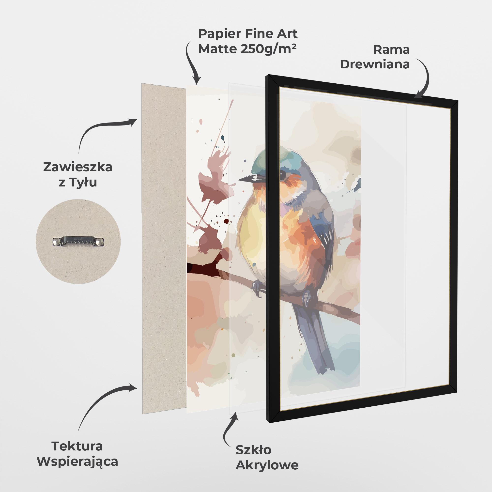 Plakat w Ramie Orange Purple Bird mockup 1