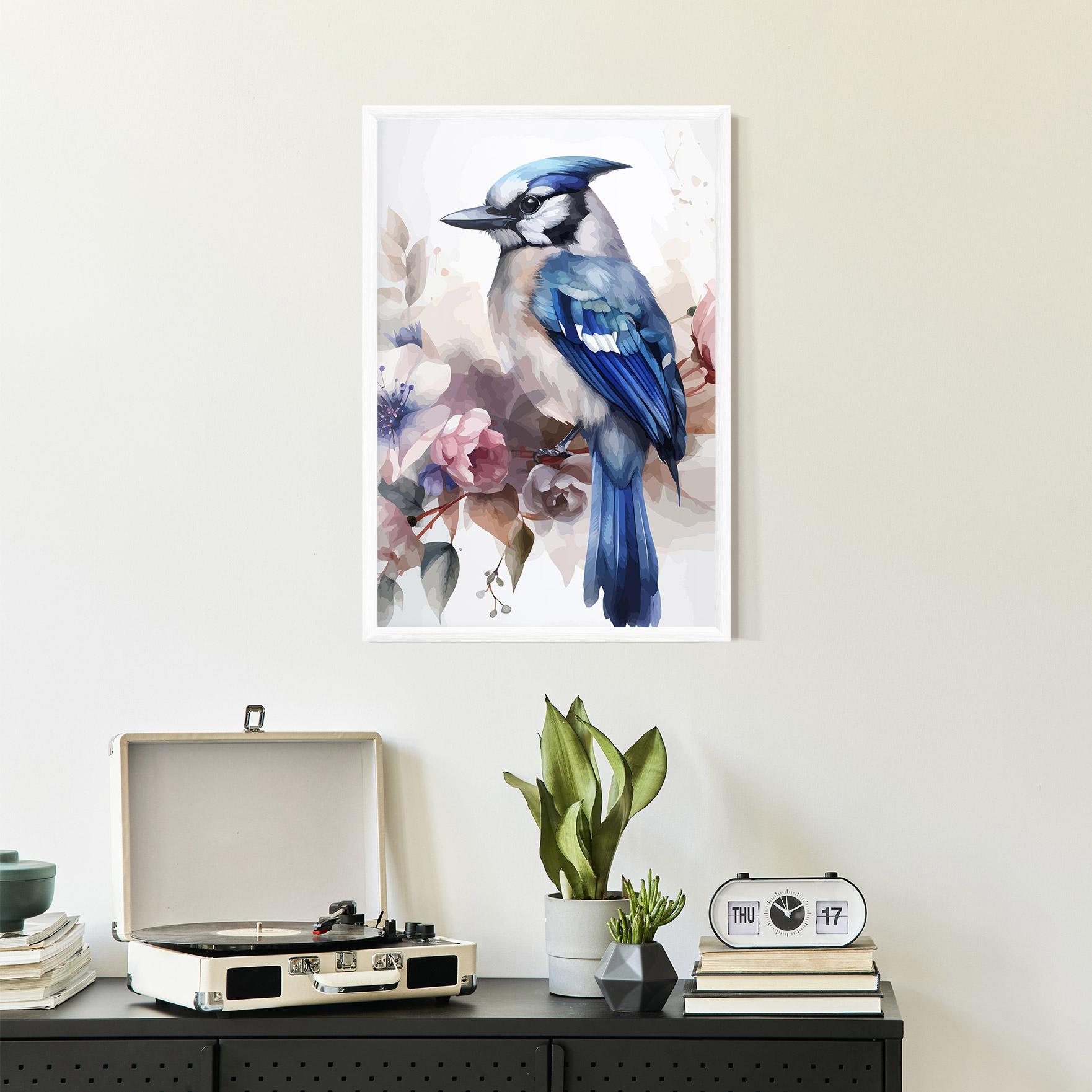 Plakat w Ramie Bird Pretty Blue mockup 2