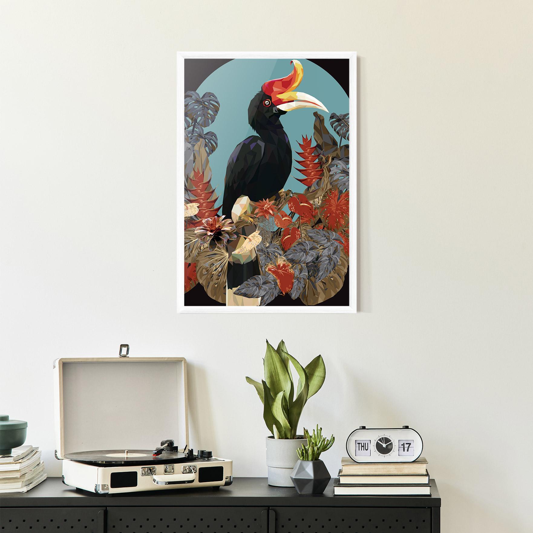 Plakat w Ramie Black Interesting Bird mockup 2
