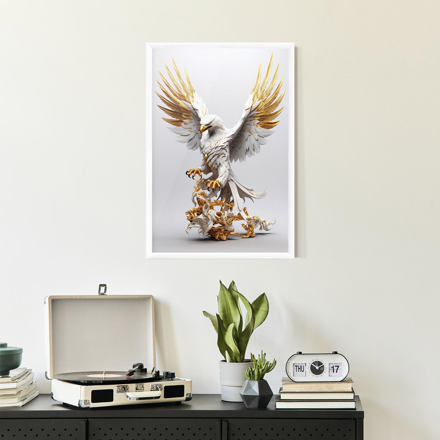 Plakat w Ramie Gold 3d Eagle mockup 2