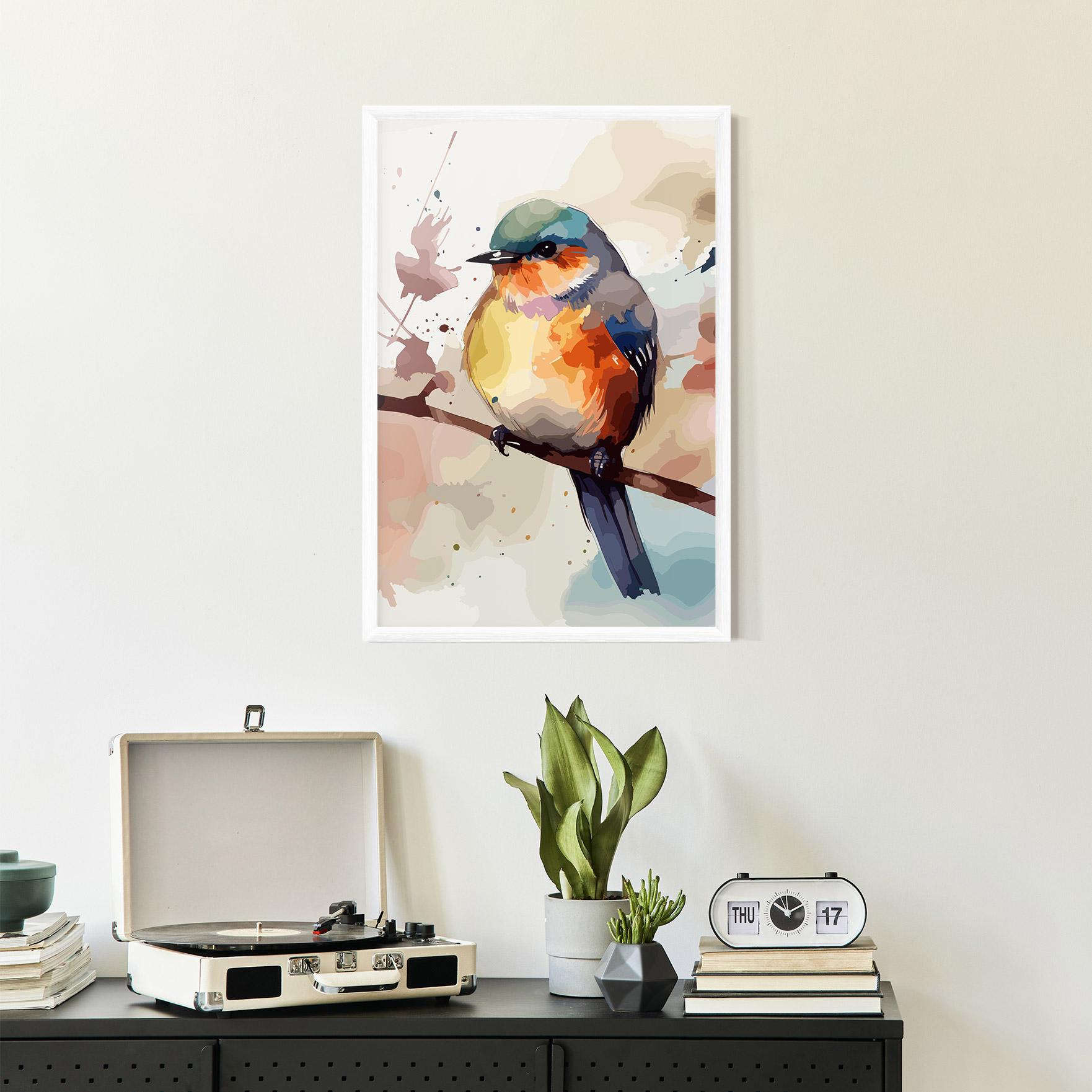 Plakat w Ramie Orange Purple Bird mockup 2