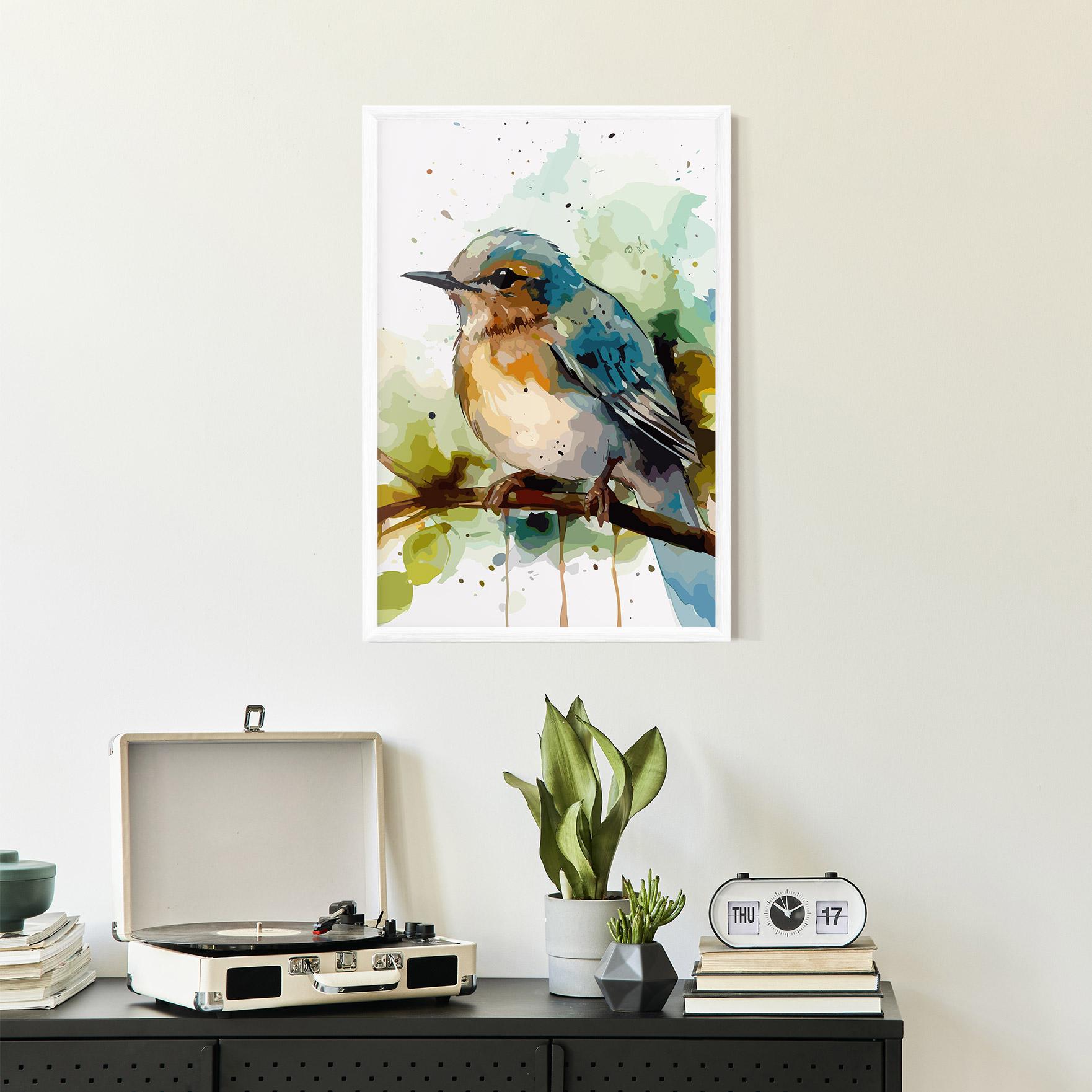Plakat w Ramie Pretty Blue Bird mockup 2