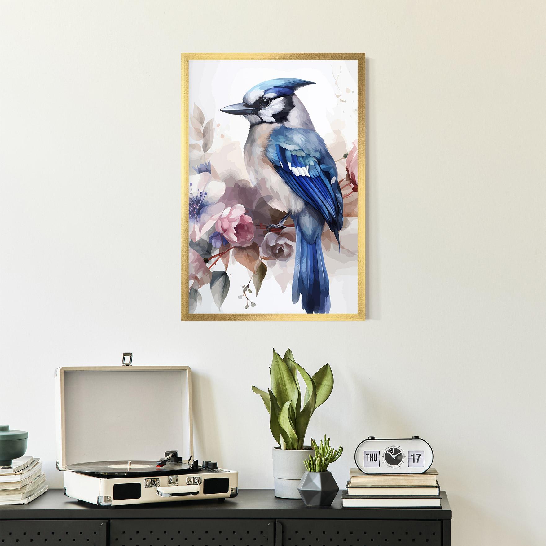 Plakat w Ramie Bird Pretty Blue mockup 2