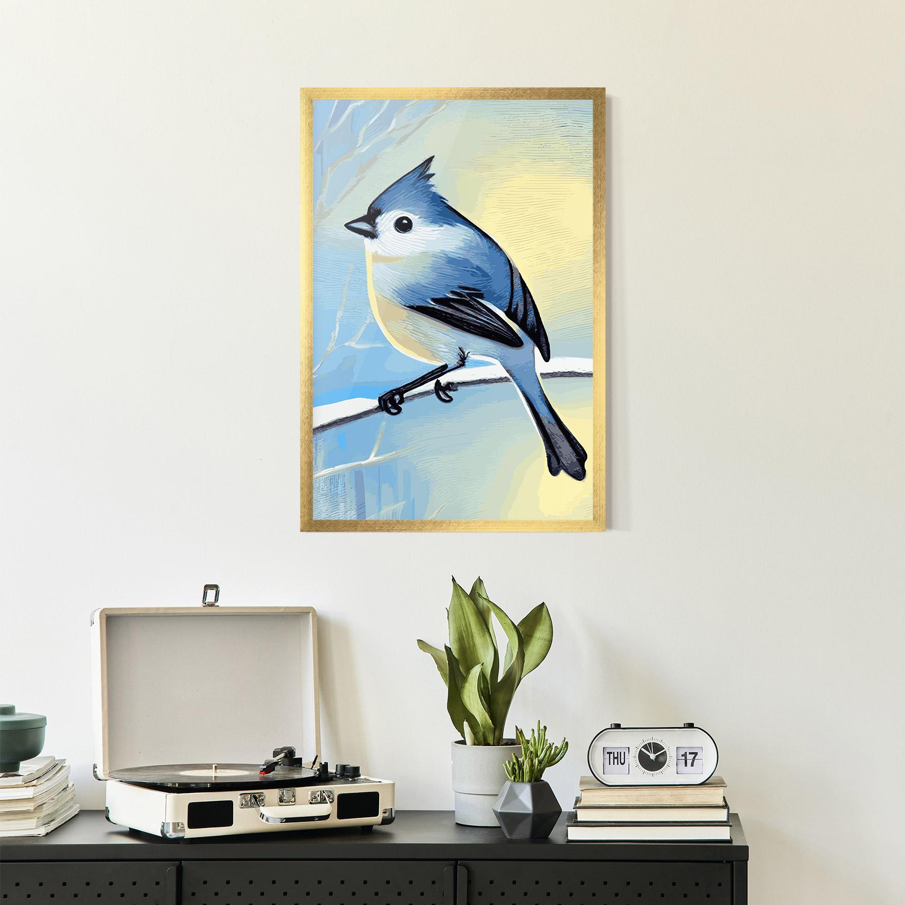 Plakat w Ramie Bird Winter Painting mockup 2