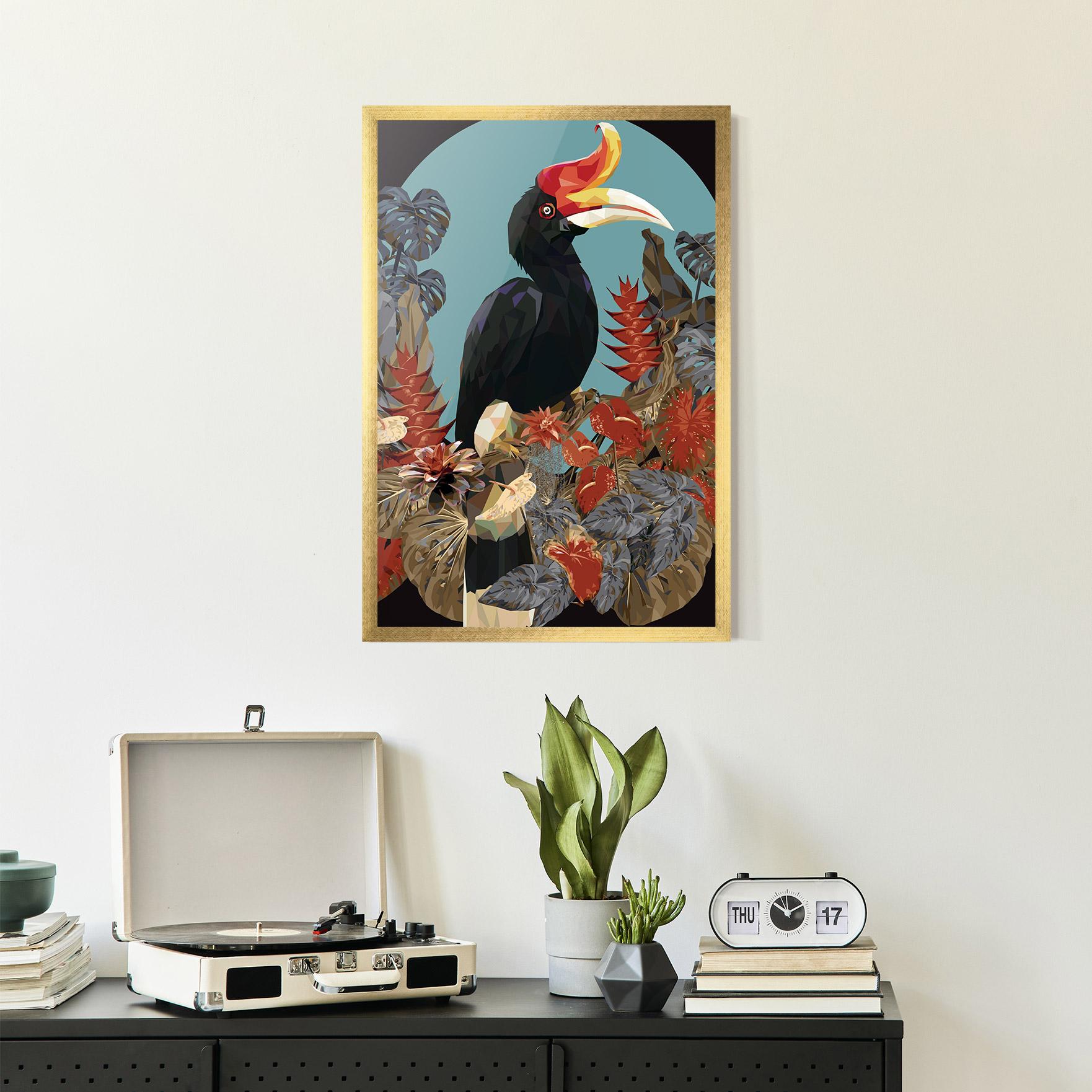 Plakat w Ramie Black Interesting Bird mockup 2