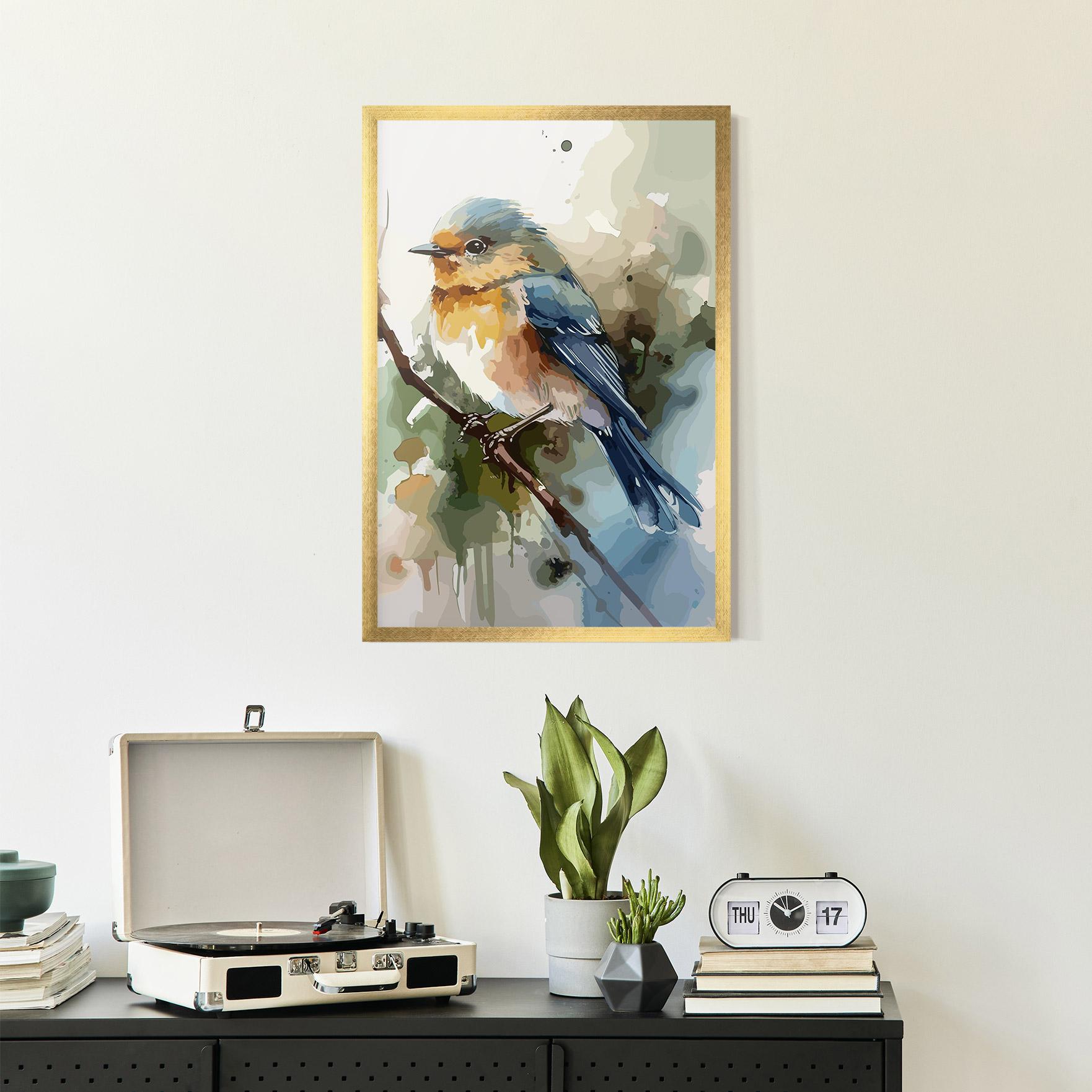 Plakat w Ramie Blue Pretty Bird mockup 2