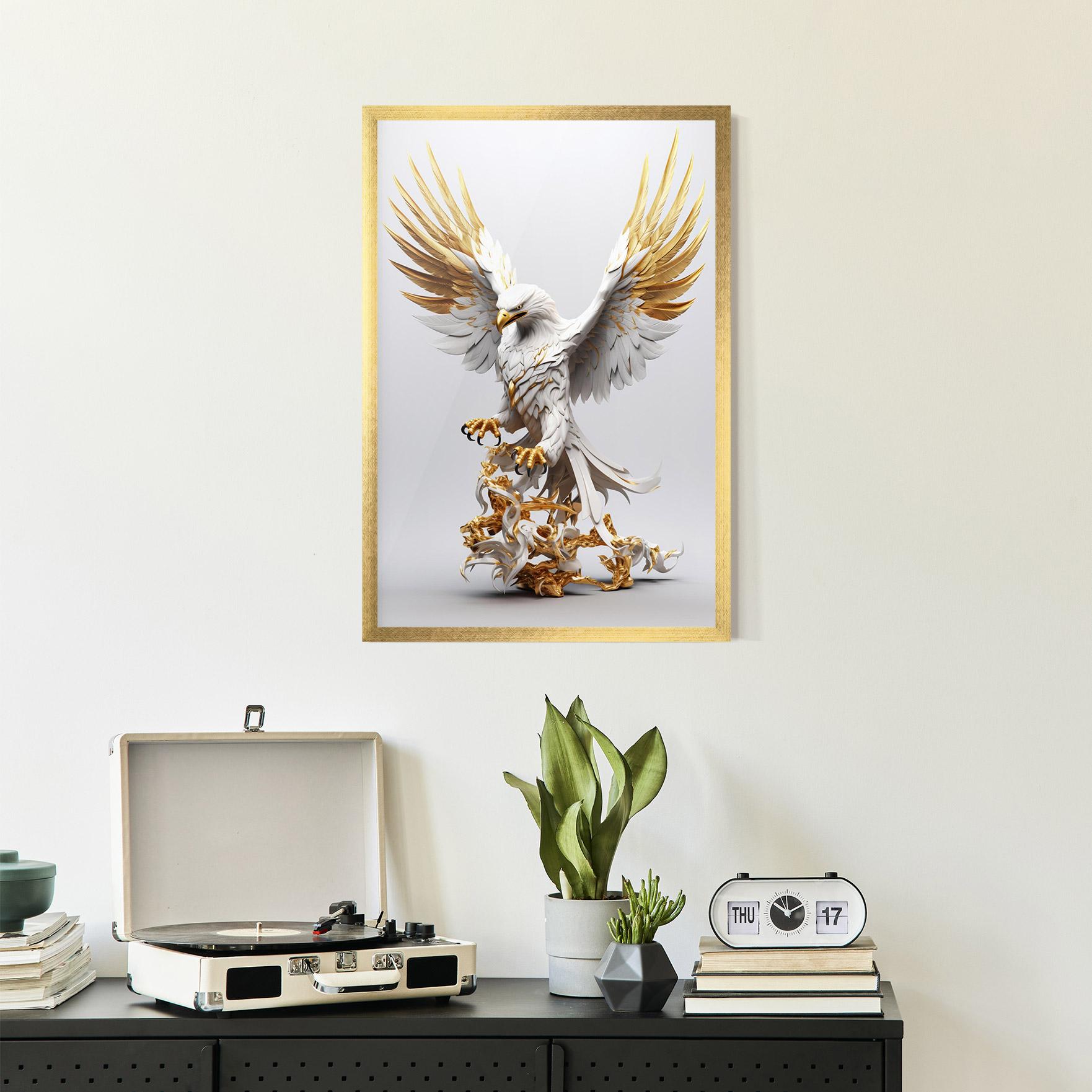 Plakat w Ramie Gold 3d Eagle mockup 2