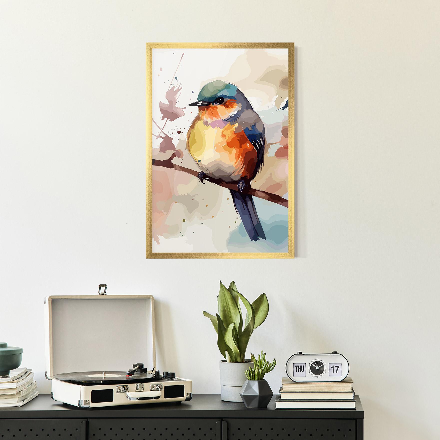 Plakat w Ramie Orange Purple Bird mockup 2