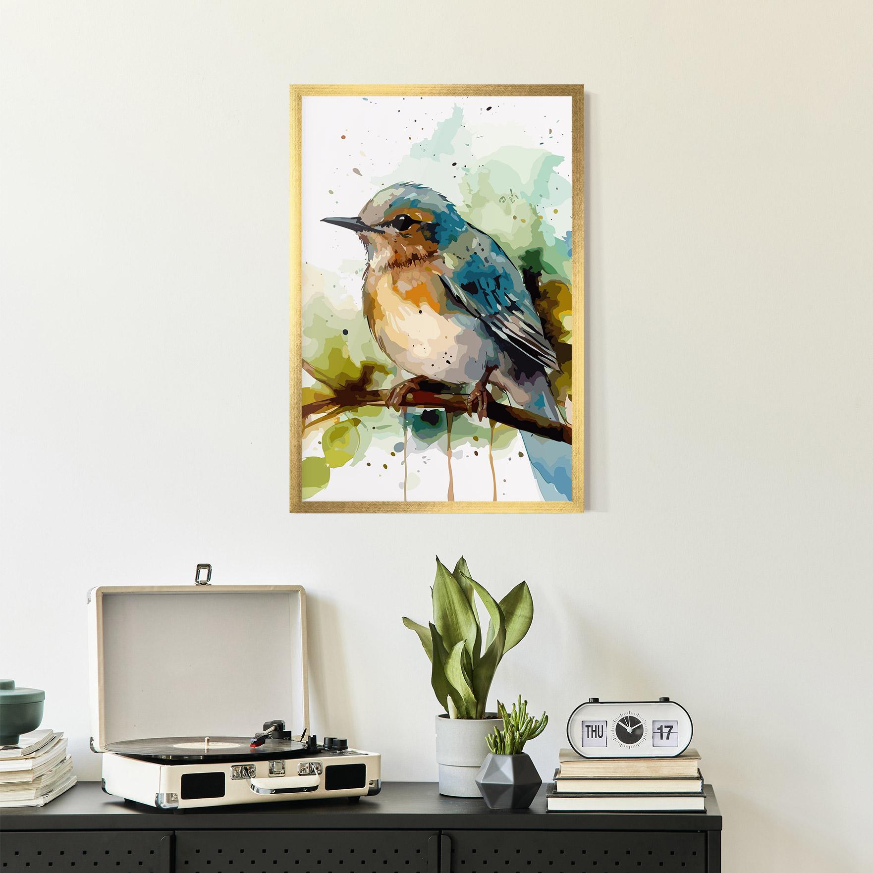 Plakat w Ramie Pretty Blue Bird mockup 2