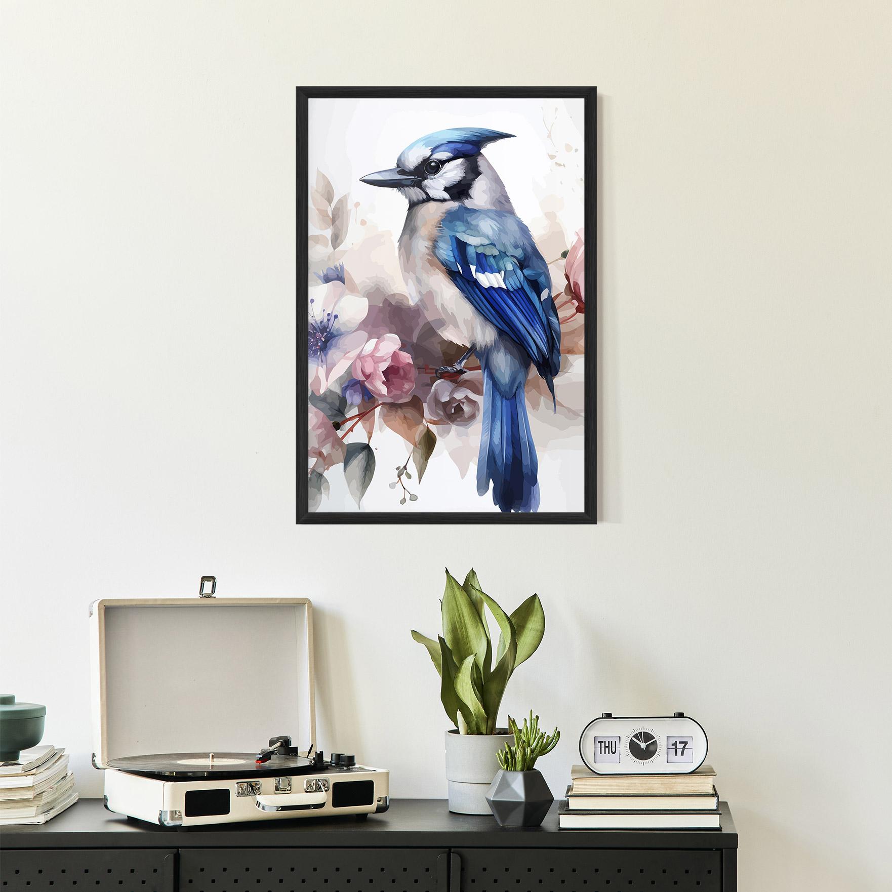 Plakat w Ramie Bird Pretty Blue mockup 2