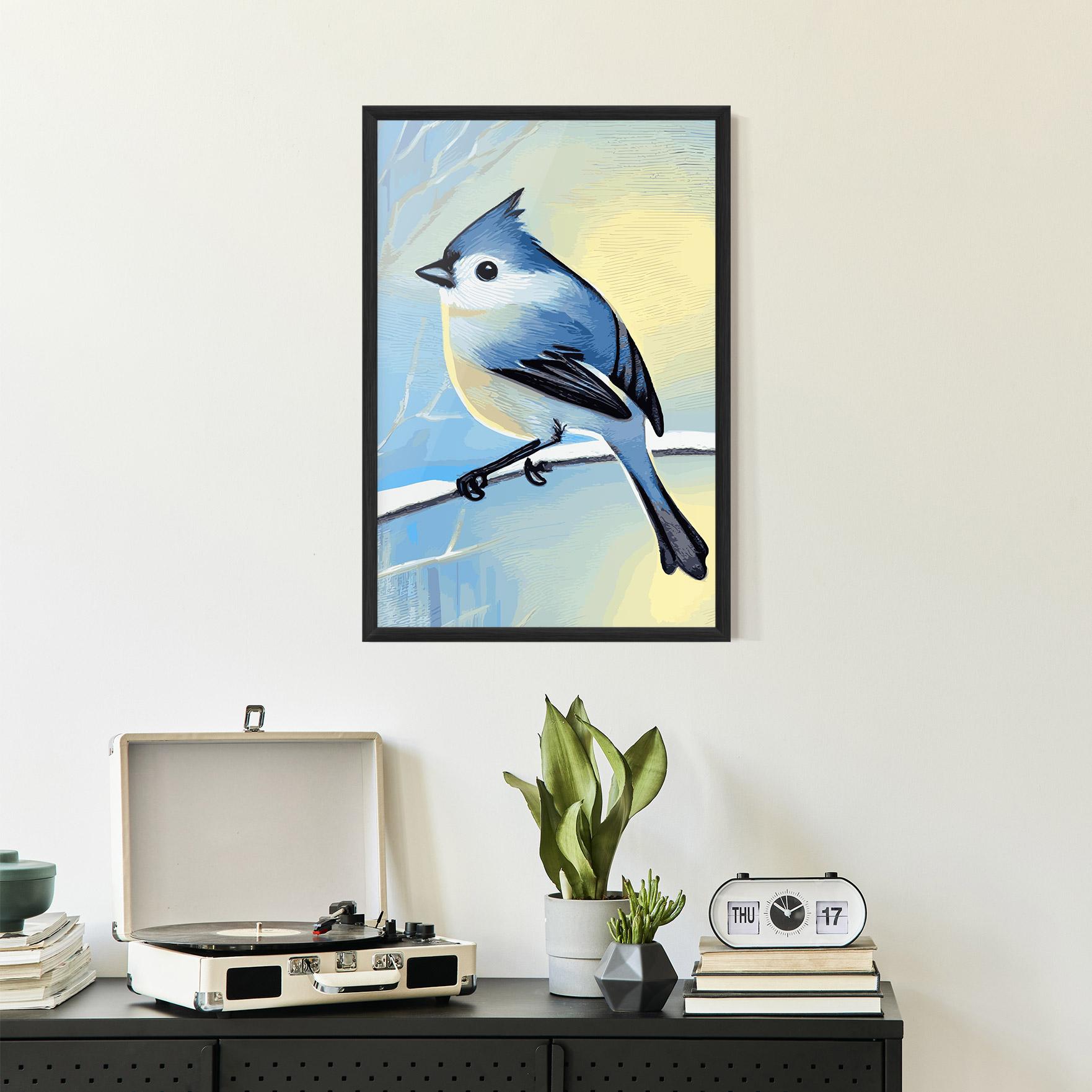 Plakat w Ramie Bird Winter Painting mockup 2