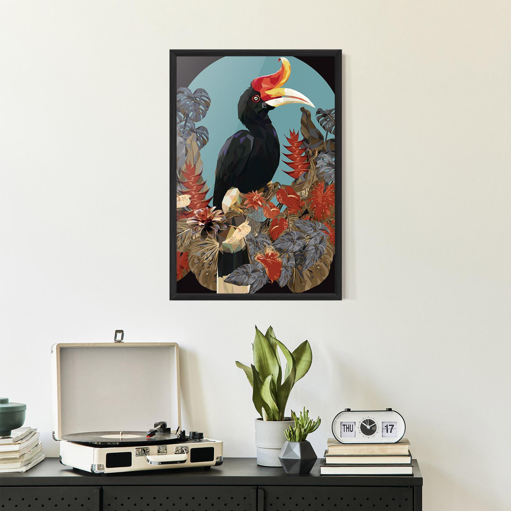 Plakat w Ramie Black Interesting Bird mockup 2