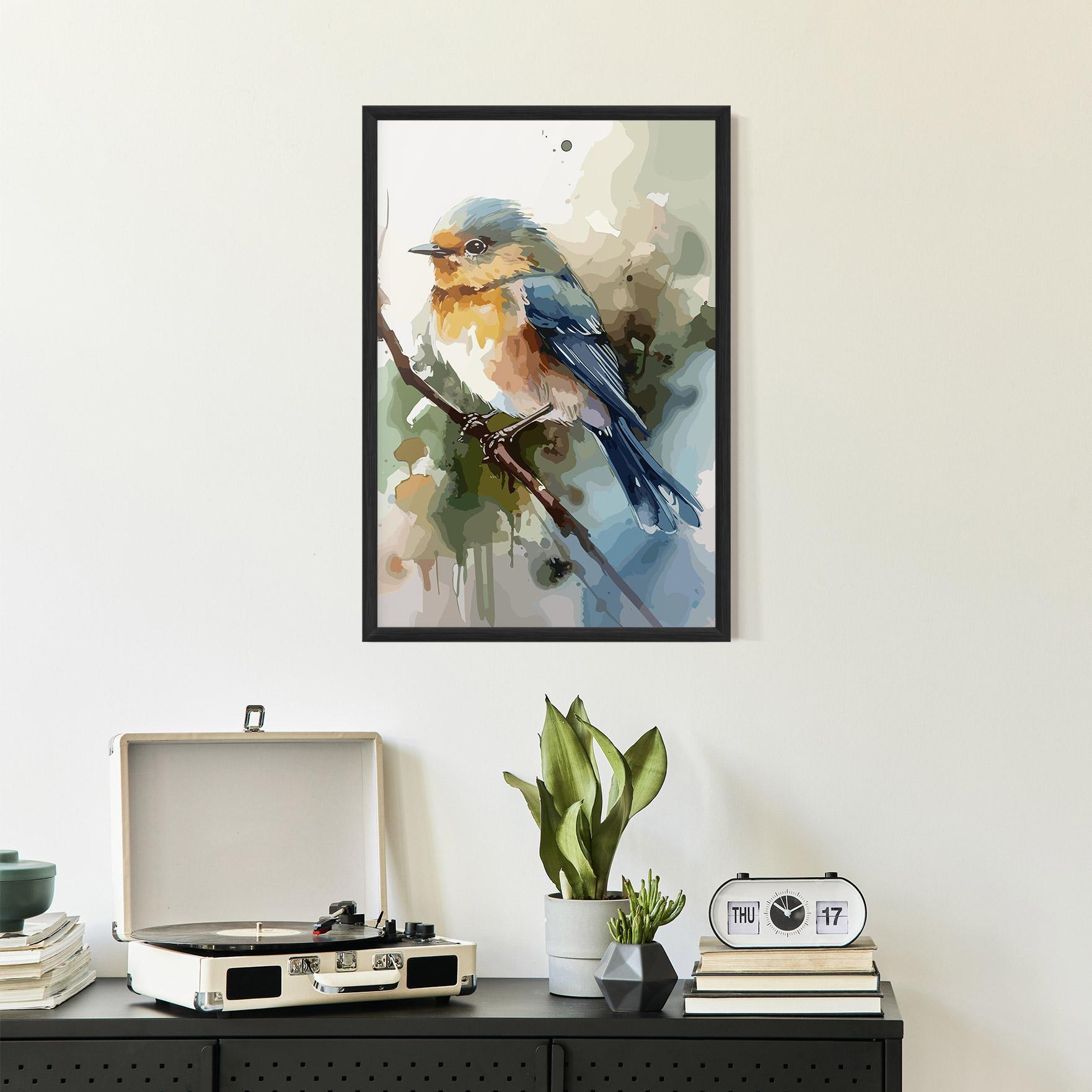 Plakat w Ramie Blue Pretty Bird mockup 2