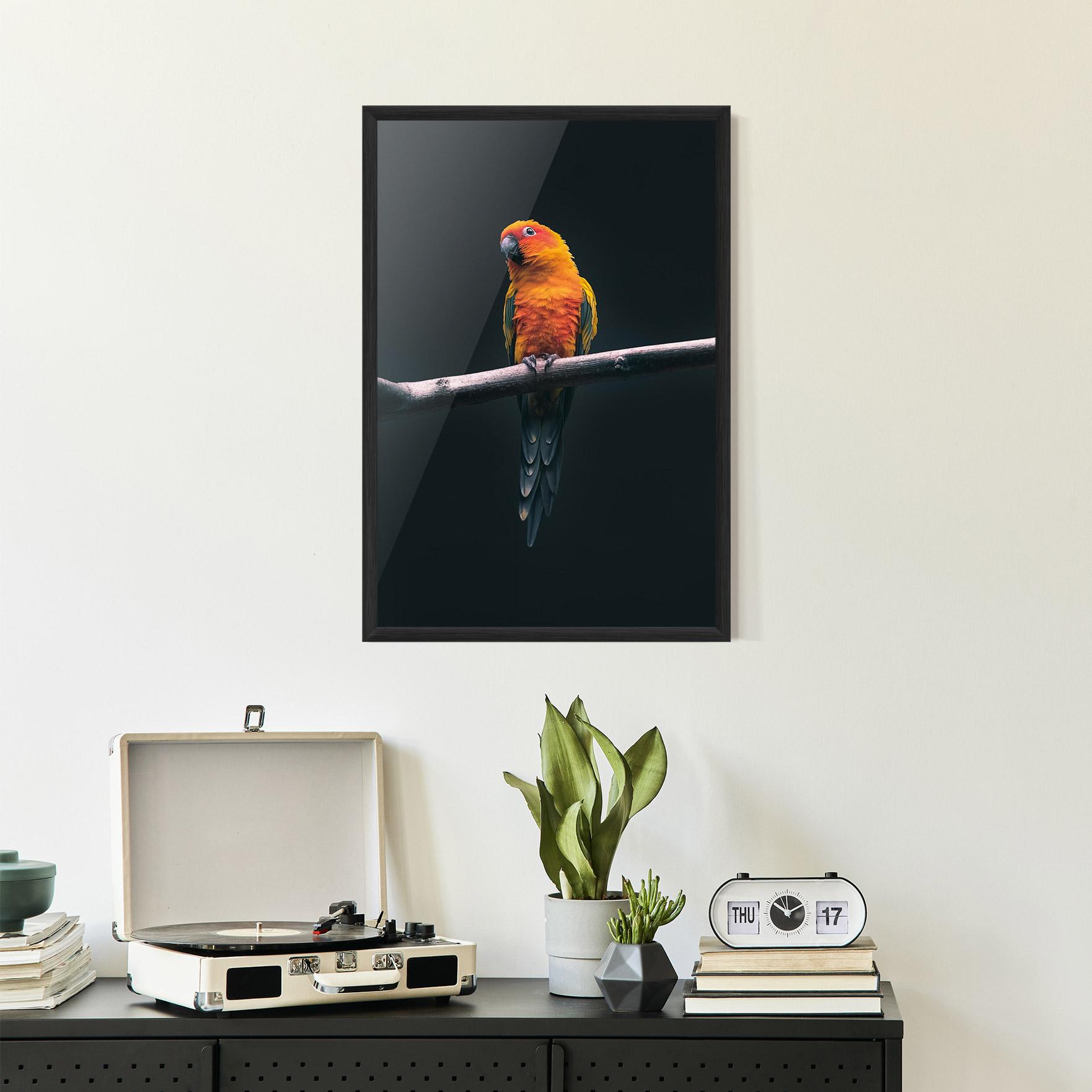 Plakat w Ramie Fire Parrot mockup 2