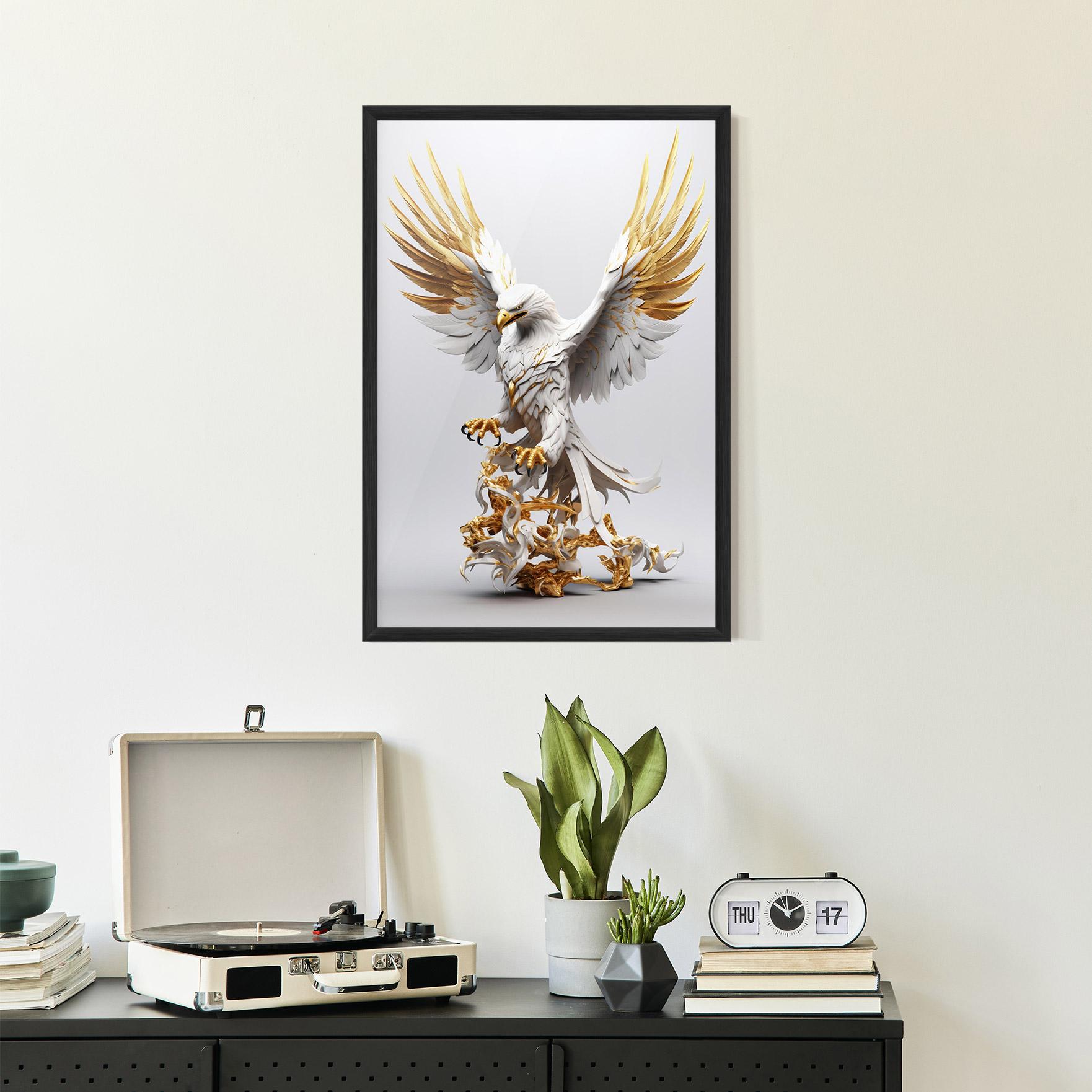 Plakat w Ramie Gold 3d Eagle mockup 2