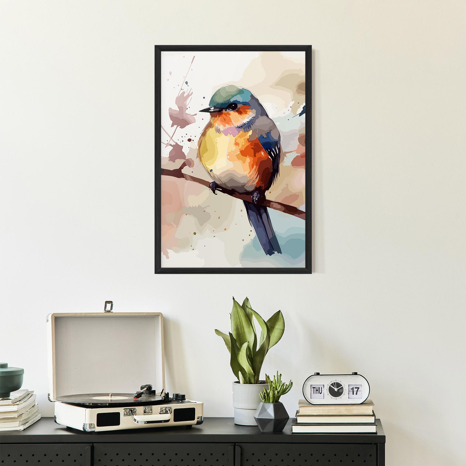 Plakat w Ramie Orange Purple Bird mockup 2