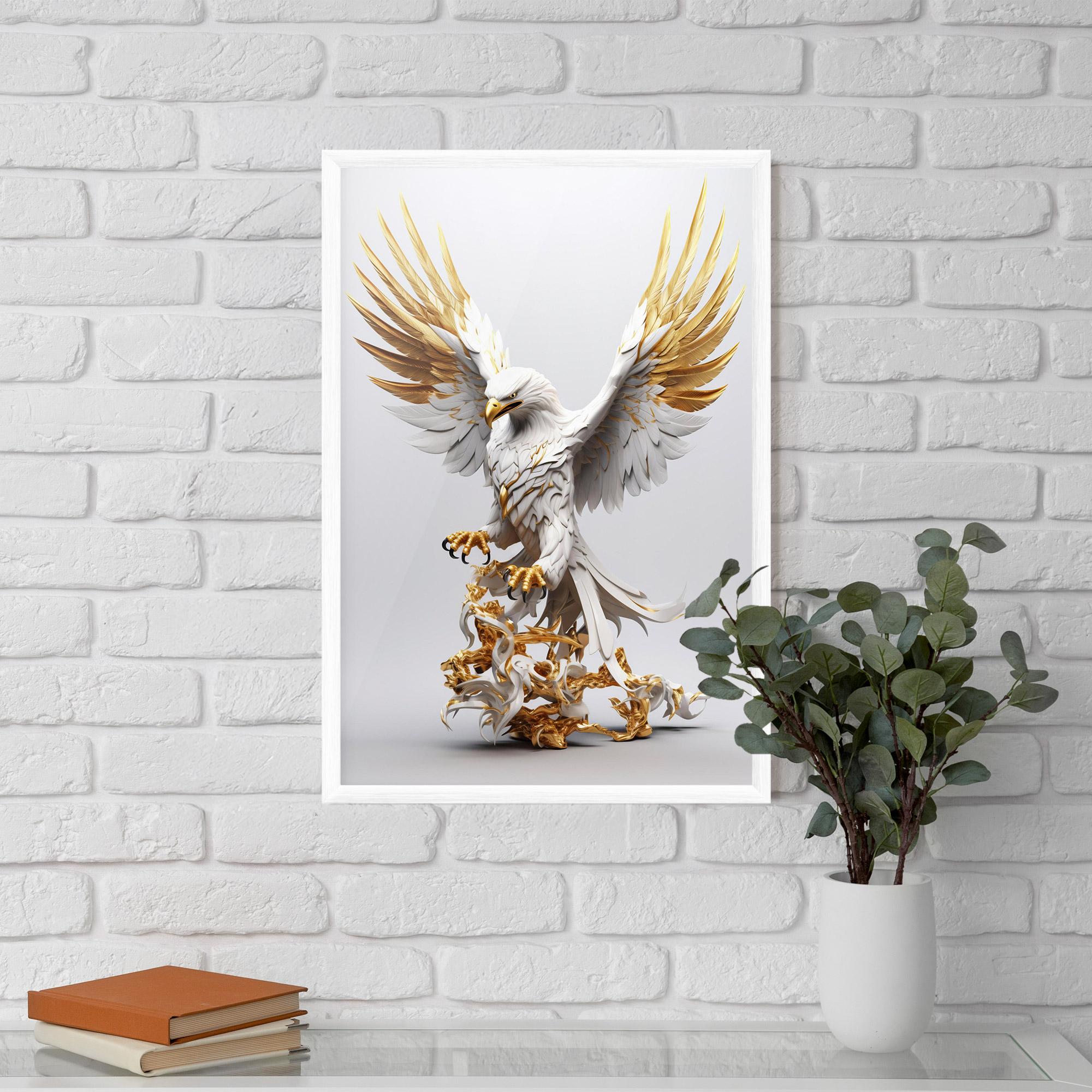 Plakat w Ramie Gold 3d Eagle mockup 5