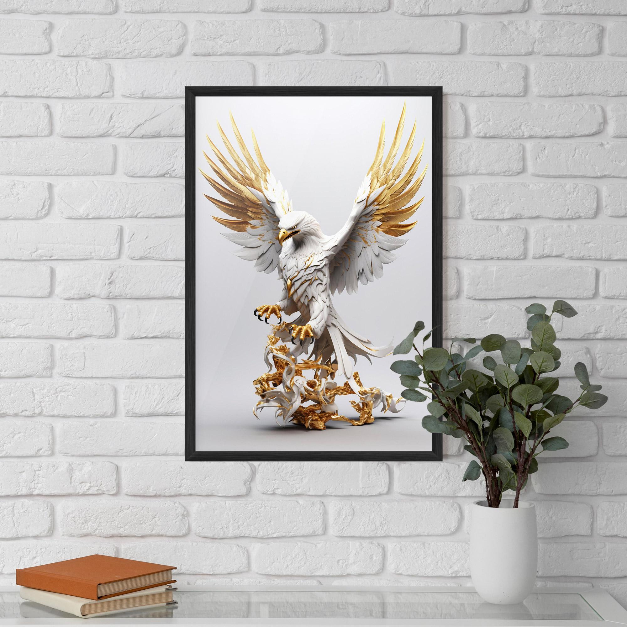 Plakat w Ramie Gold 3d Eagle mockup 5