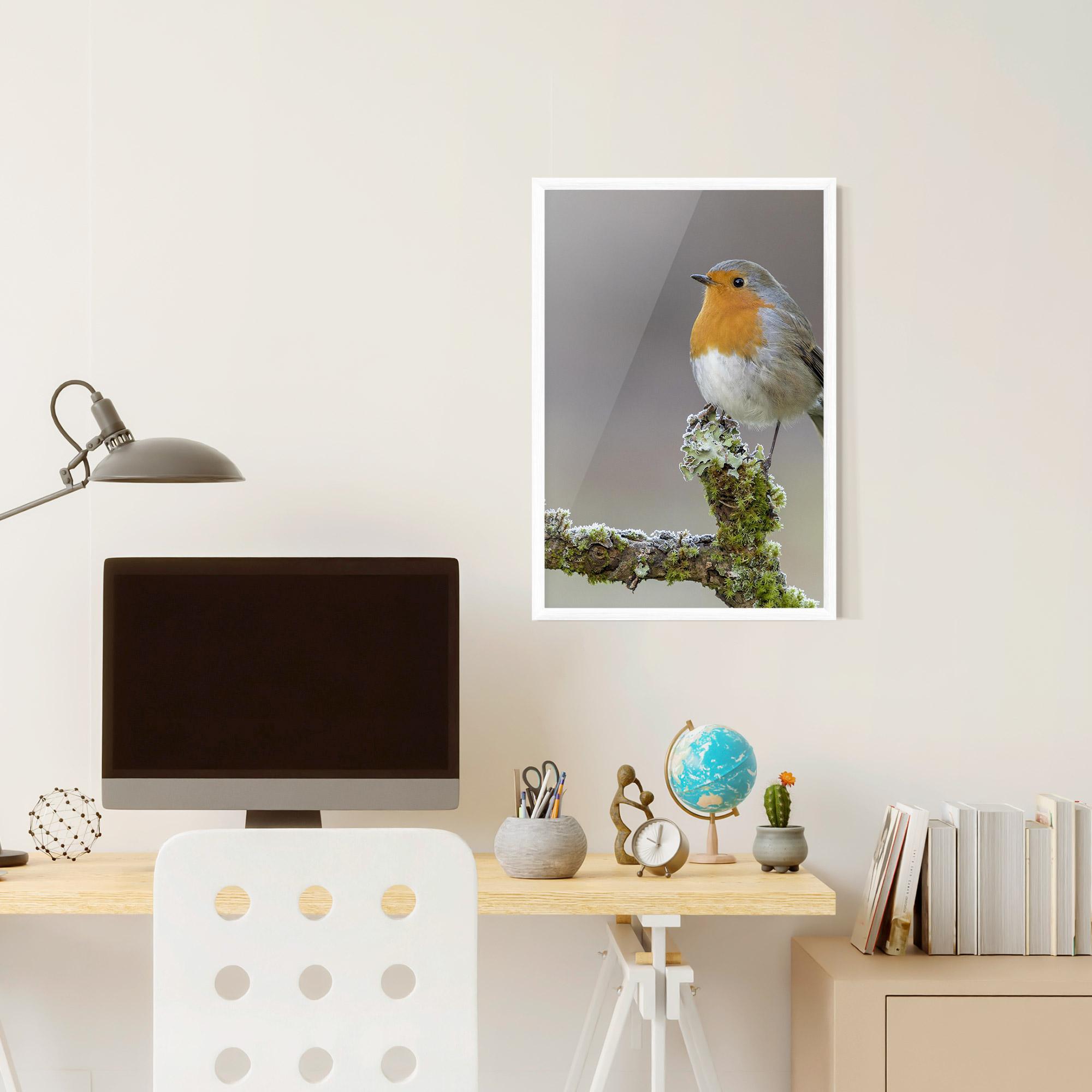 Plakat w Ramie Erithacus Bird mockup 6