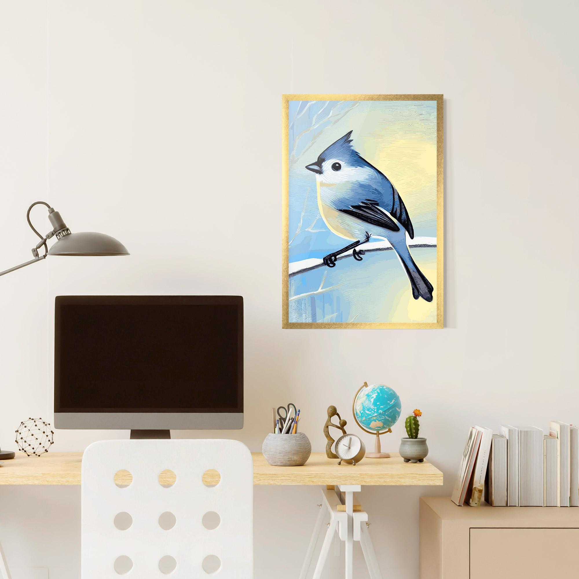 Plakat w Ramie Bird Winter Painting mockup 6